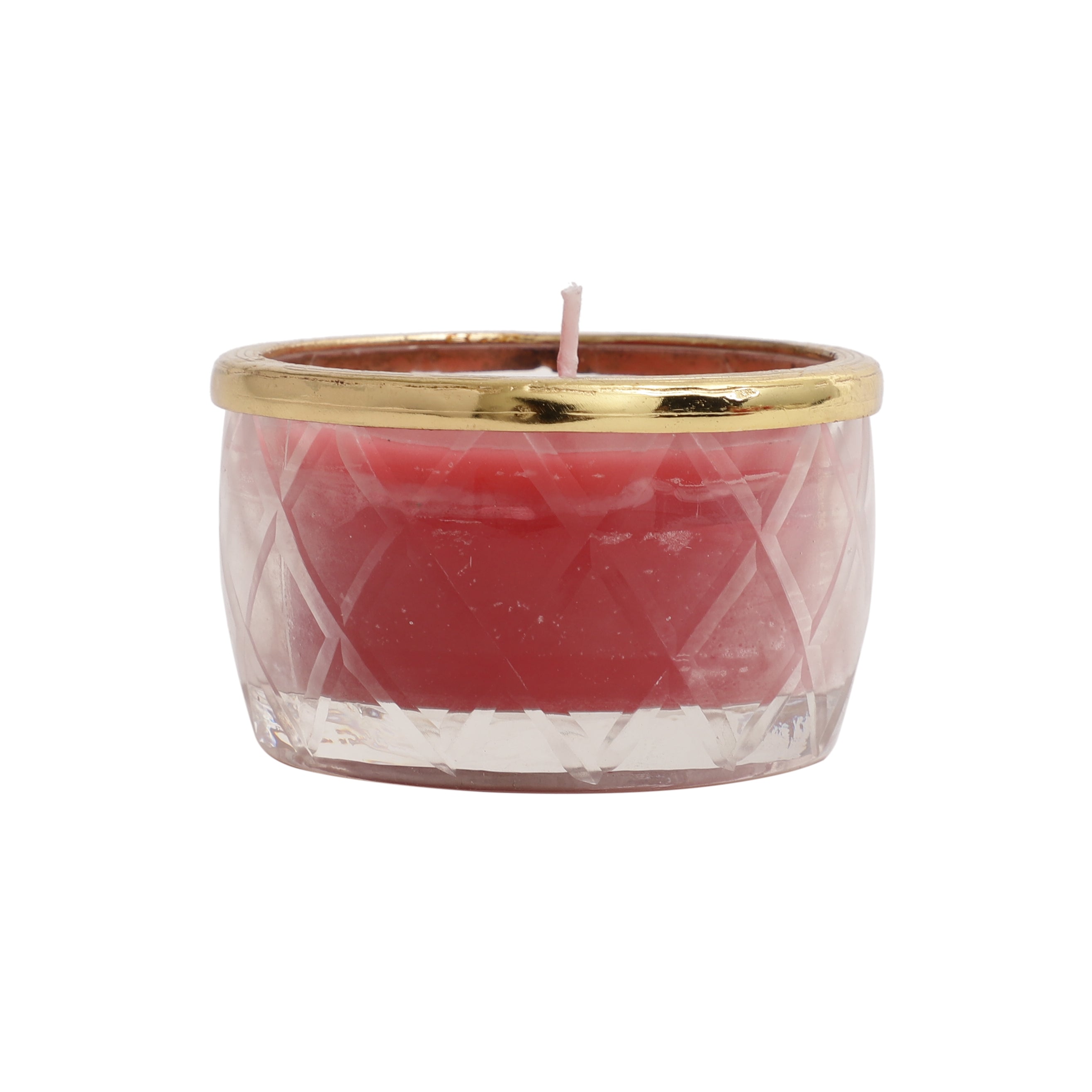 cherry blossom red scented candle jar with Golden ring M.M.I. OVERSEAS