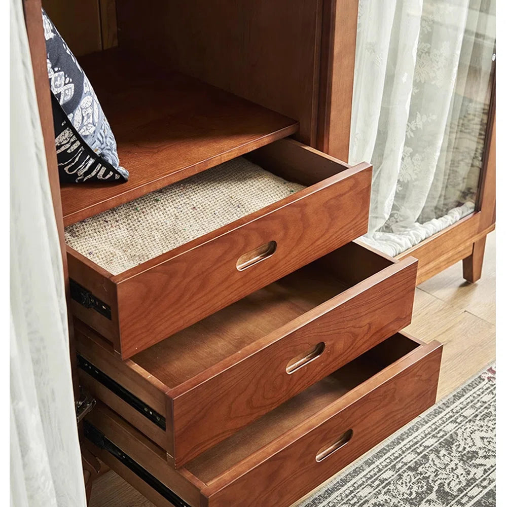 Retro French Style Wardrobe – Minimalist Elegant Bedroom Armoire