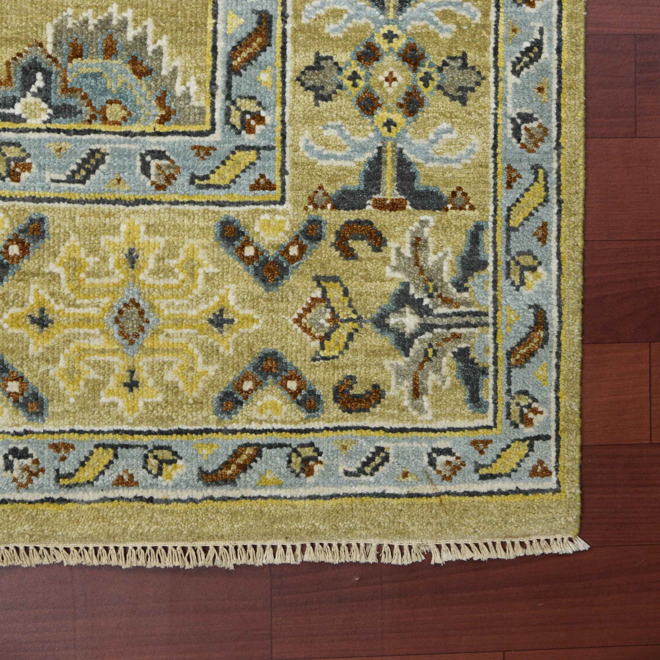 Bristol Traditional Pattern Hand Knotted Rectangle Anti-Skid Designer Carpet, Area Rug For Bed Room, Living Room - 9'x12' Saraswati Global