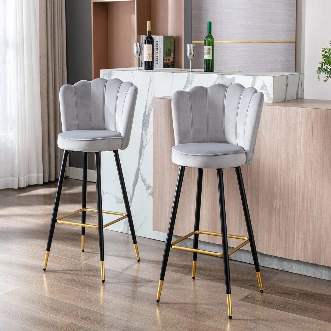 FLOWER COUNTER STOOL GREY SET OF 2 - Ouch Cart