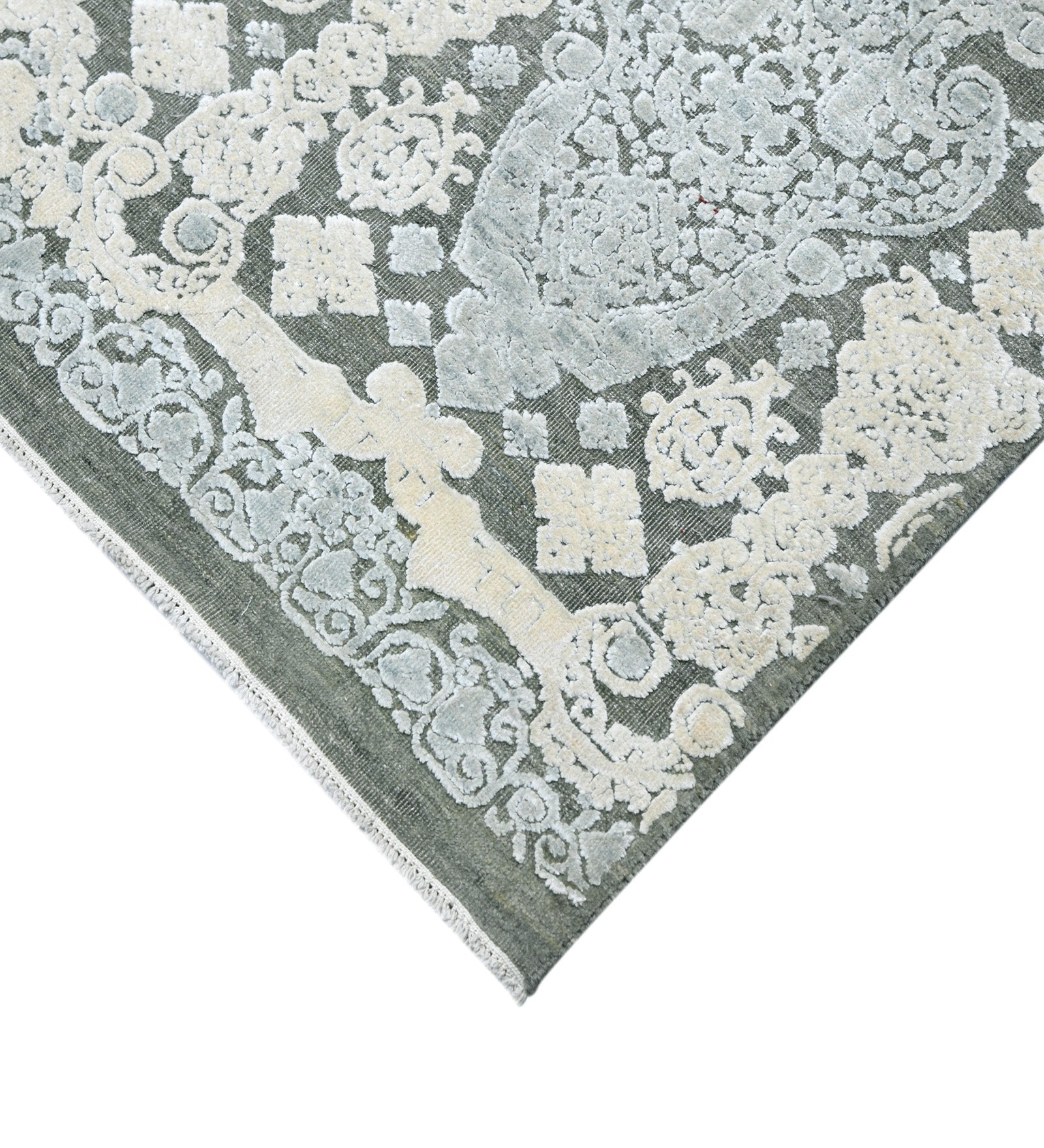 Euphoria Transitional Pattern Hand Knotted Rectangle Anti-Skid Designer Carpet, Prayer Rug For Office Cabins, Small Living Spaces - 4'x6'