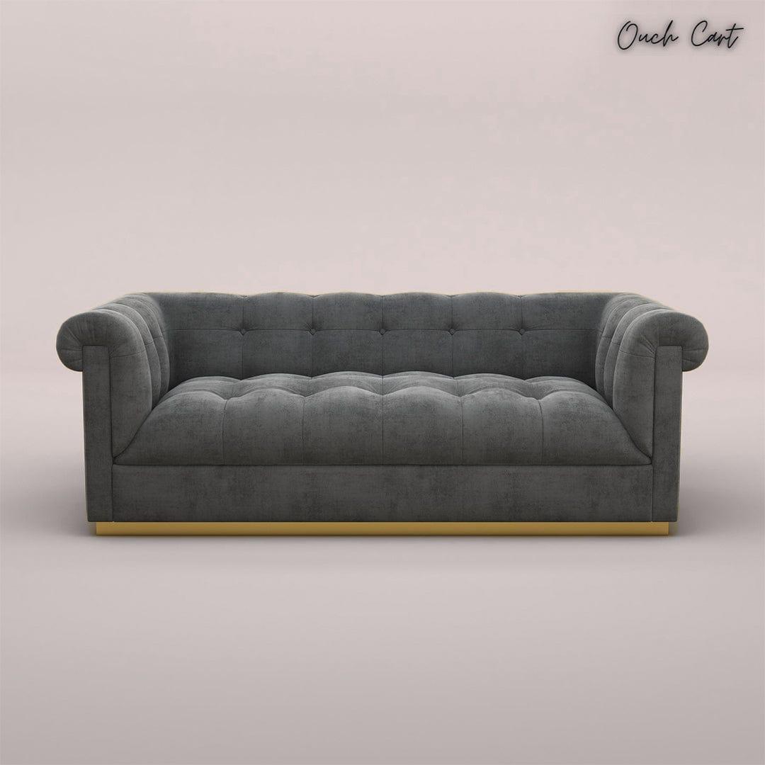 MORRISON 3 SEATER FABRIC SOFA (VELVET, CHARCOAL GRAY) - Ouch Cart