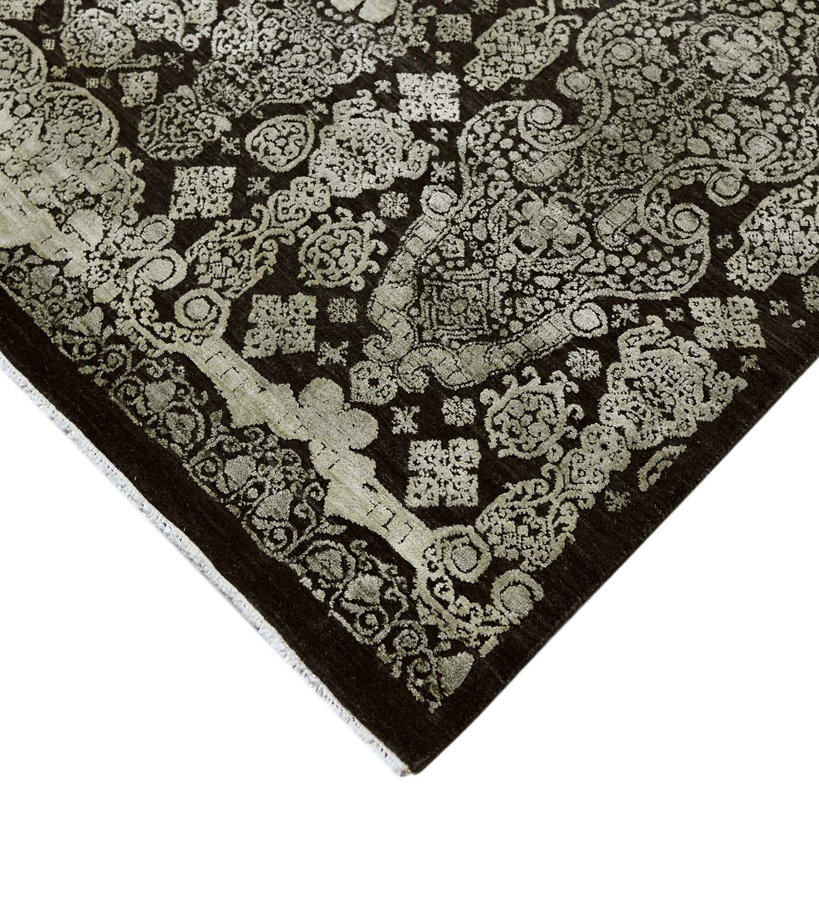 Euphoria Transitional Pattern Hand Knotted Rectangle Anti-Skid Designer Carpet, Prayer Rug For Office Cabins, Small Living Spaces - 2'X3'