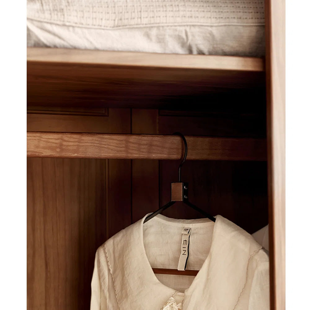 Minimalist Chinese-Style Bedroom Wardrobe – Retro Wooden Storage Cabinet