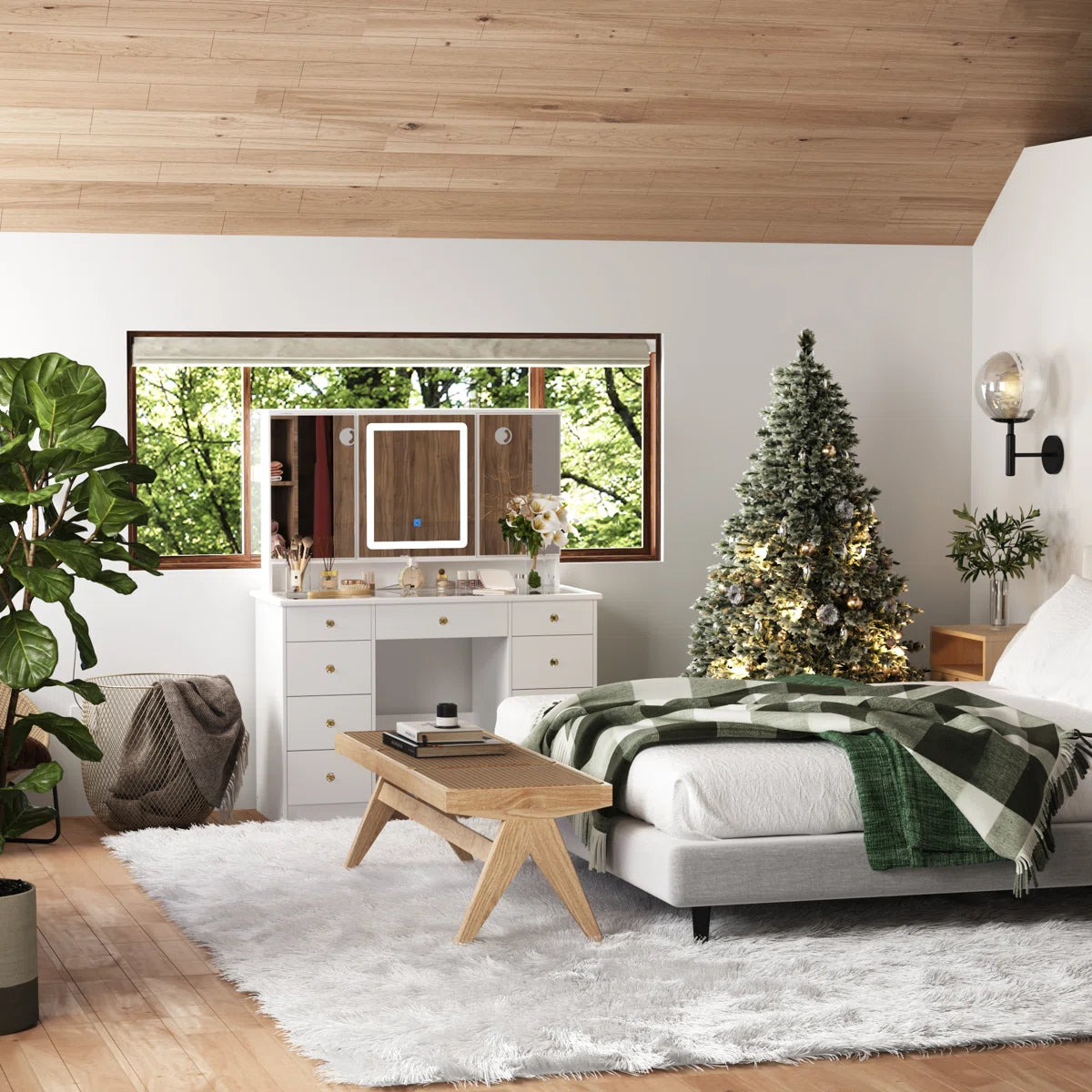 Luxury Makeup Vanity Desk with LED Lights and Storage