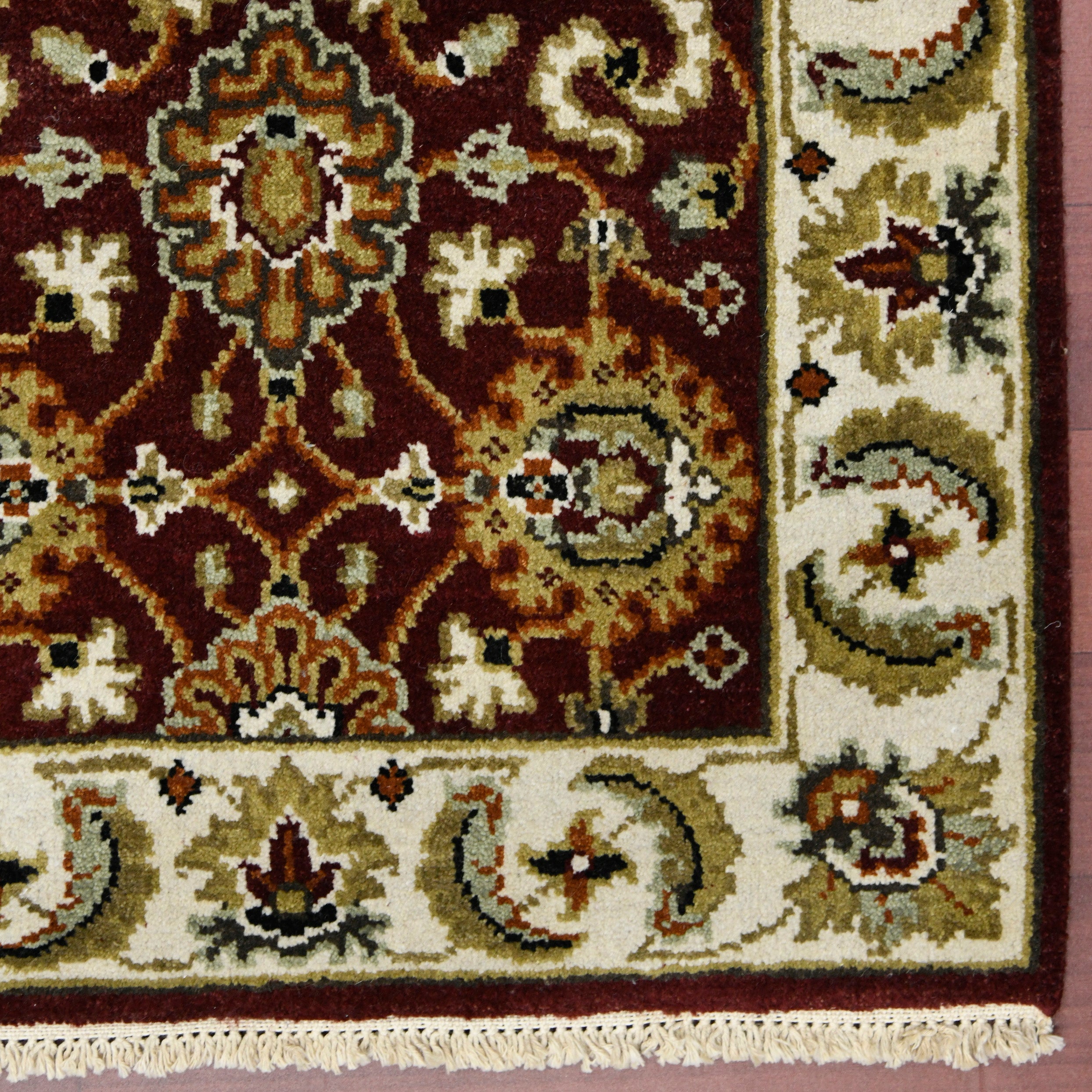 Luxor Classic Pattern Hand Knotted Rectangle Anti-Skid Designer Carpet, Prayer Rug For Office Cabins, Small Living Spaces - 2'X3' Saraswati Global