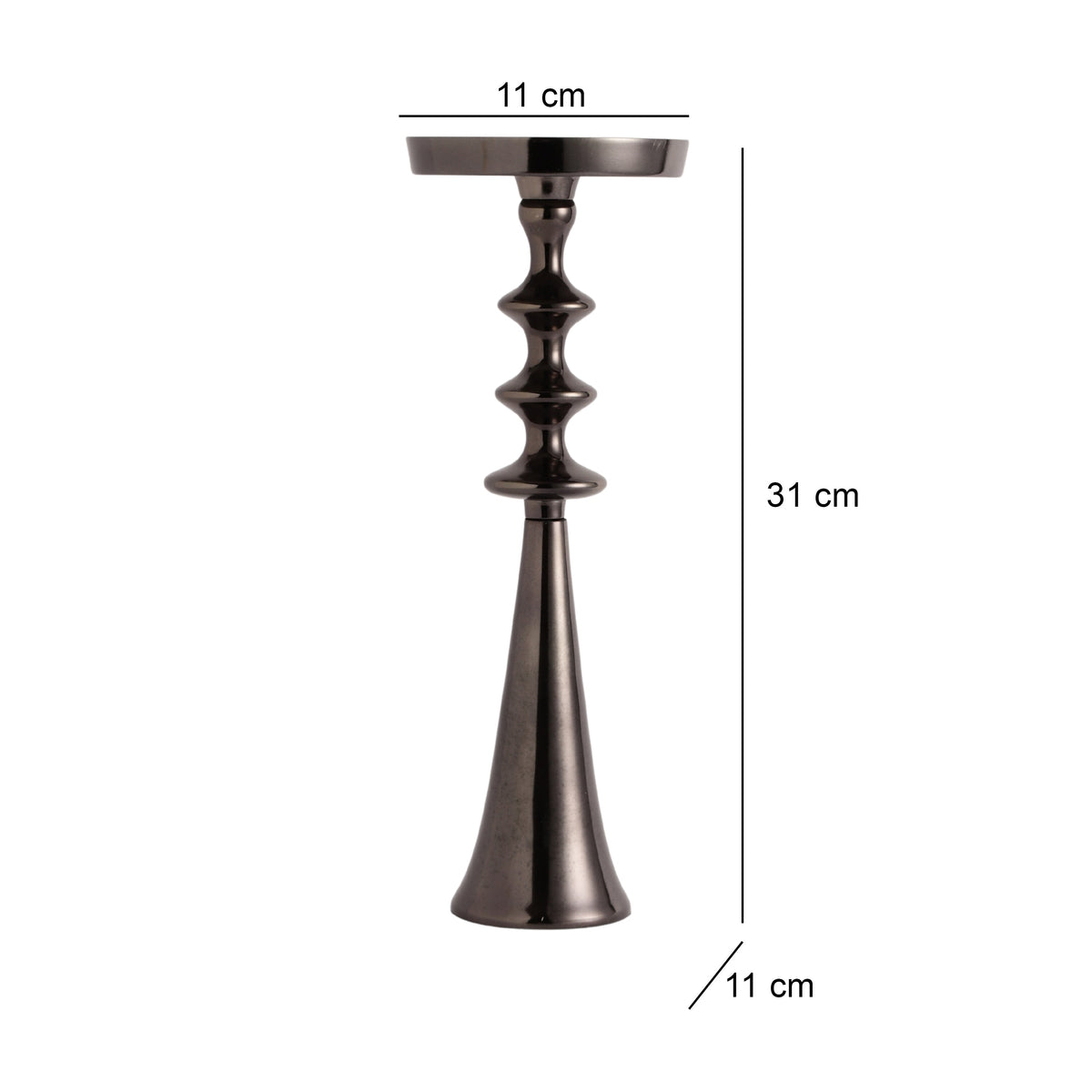 Altar Flame Black Silver Candle holder M.M.I. OVERSEAS