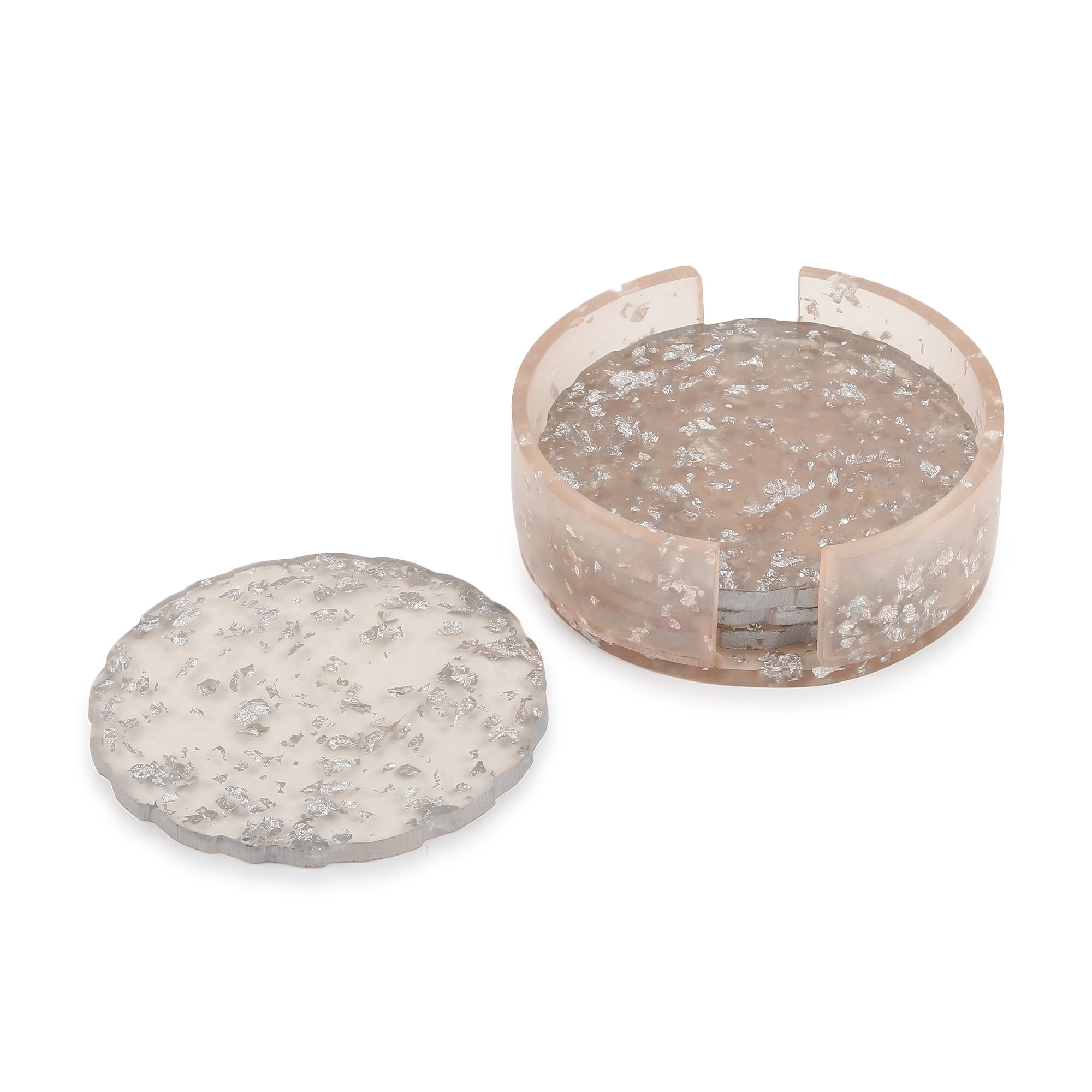Silver Petal Coaster Set M.M.I. OVERSEAS