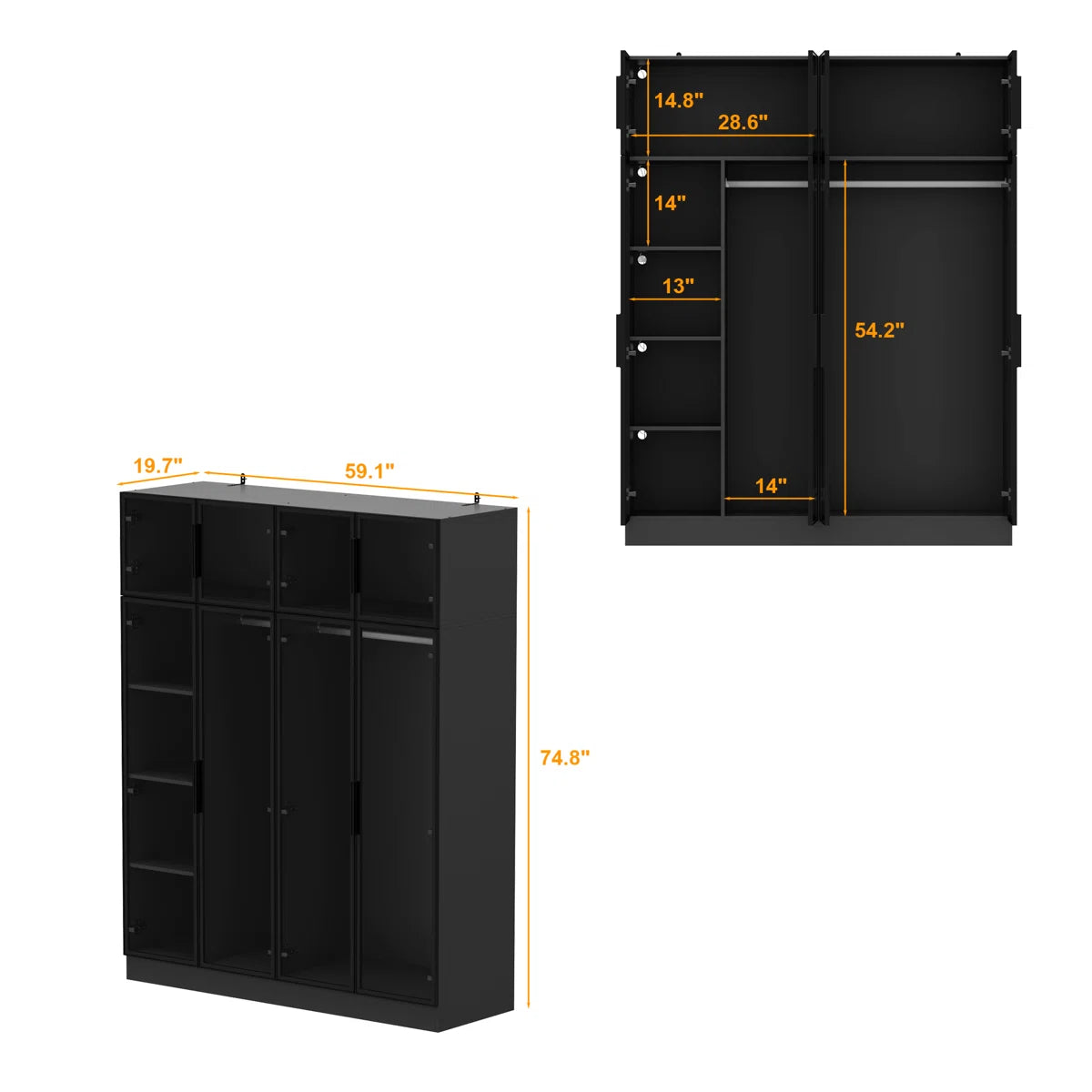 Caldeira Solid Wood Armoire – Contemporary Wardrobe for Bedroom OUCH CART
