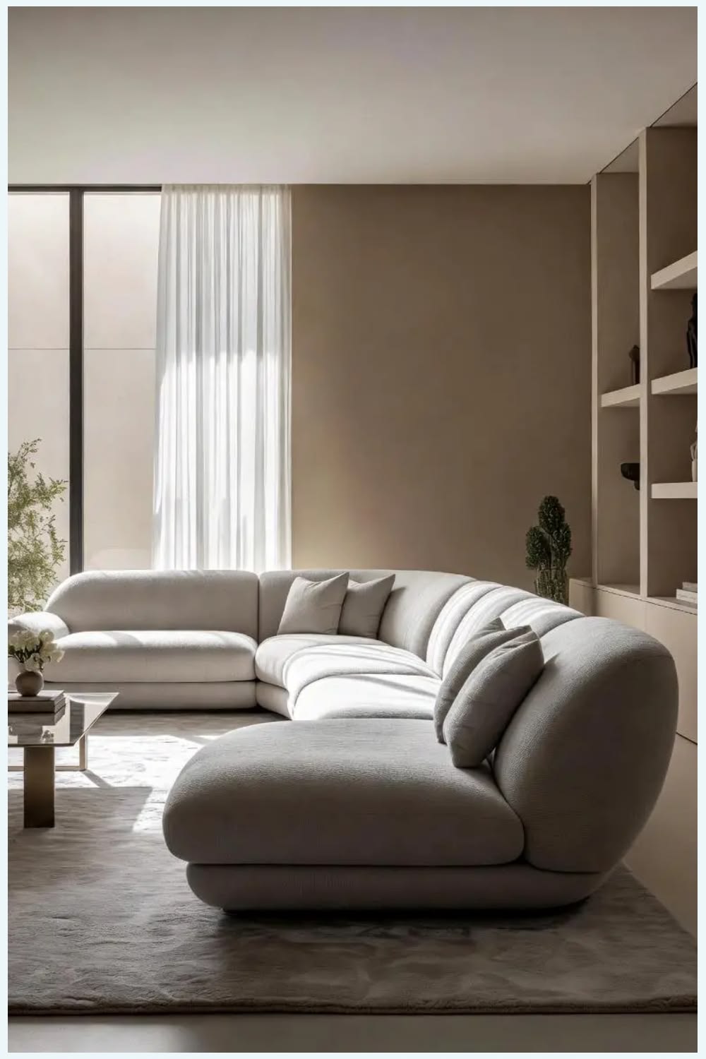 Modern Curved Sectional Sofa | Luxury Bouclé Upholstered L-Shaped Sofa Set | Contemporary Modular Corner Couch for Living Room OUCH CART