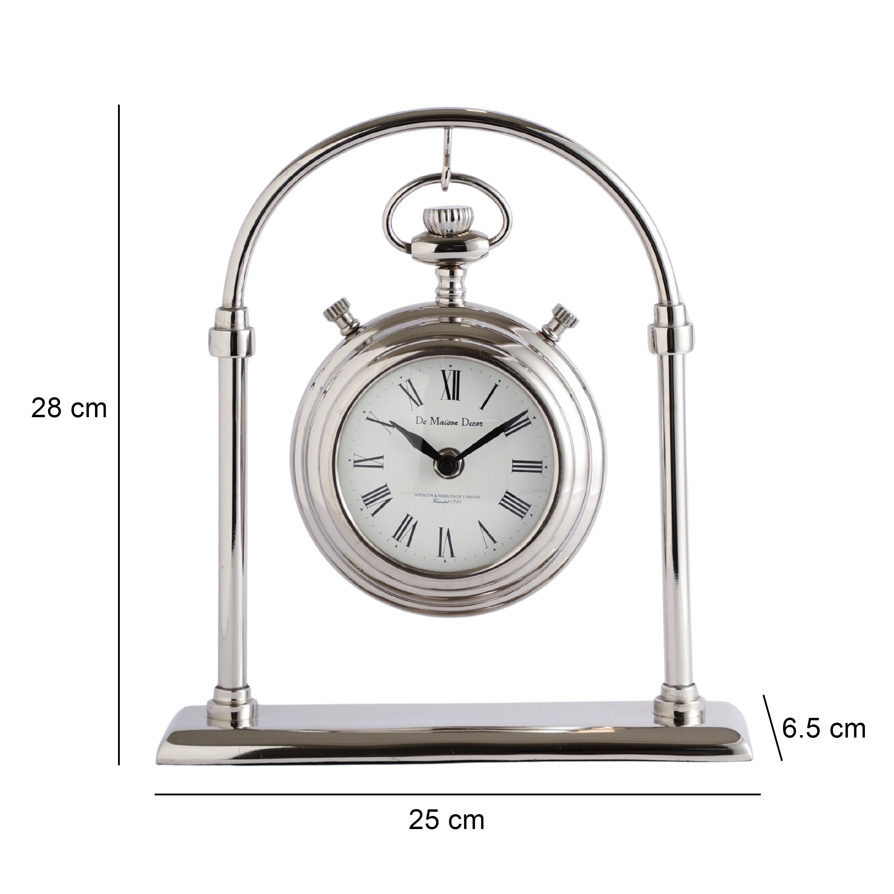 Archway Timepiece Silver Table Clock M.M.I. OVERSEAS