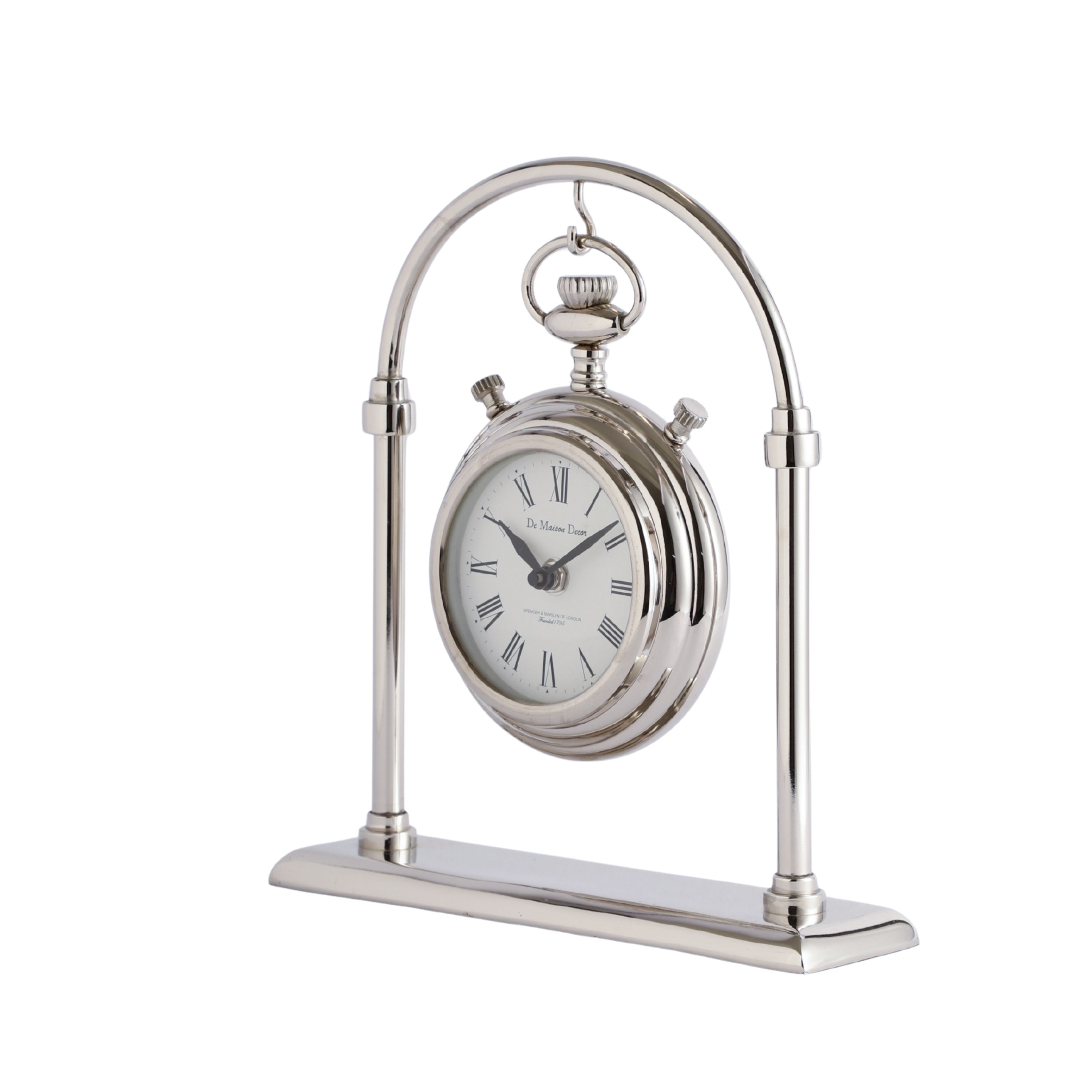 Archway Timepiece Silver Table Clock M.M.I. OVERSEAS