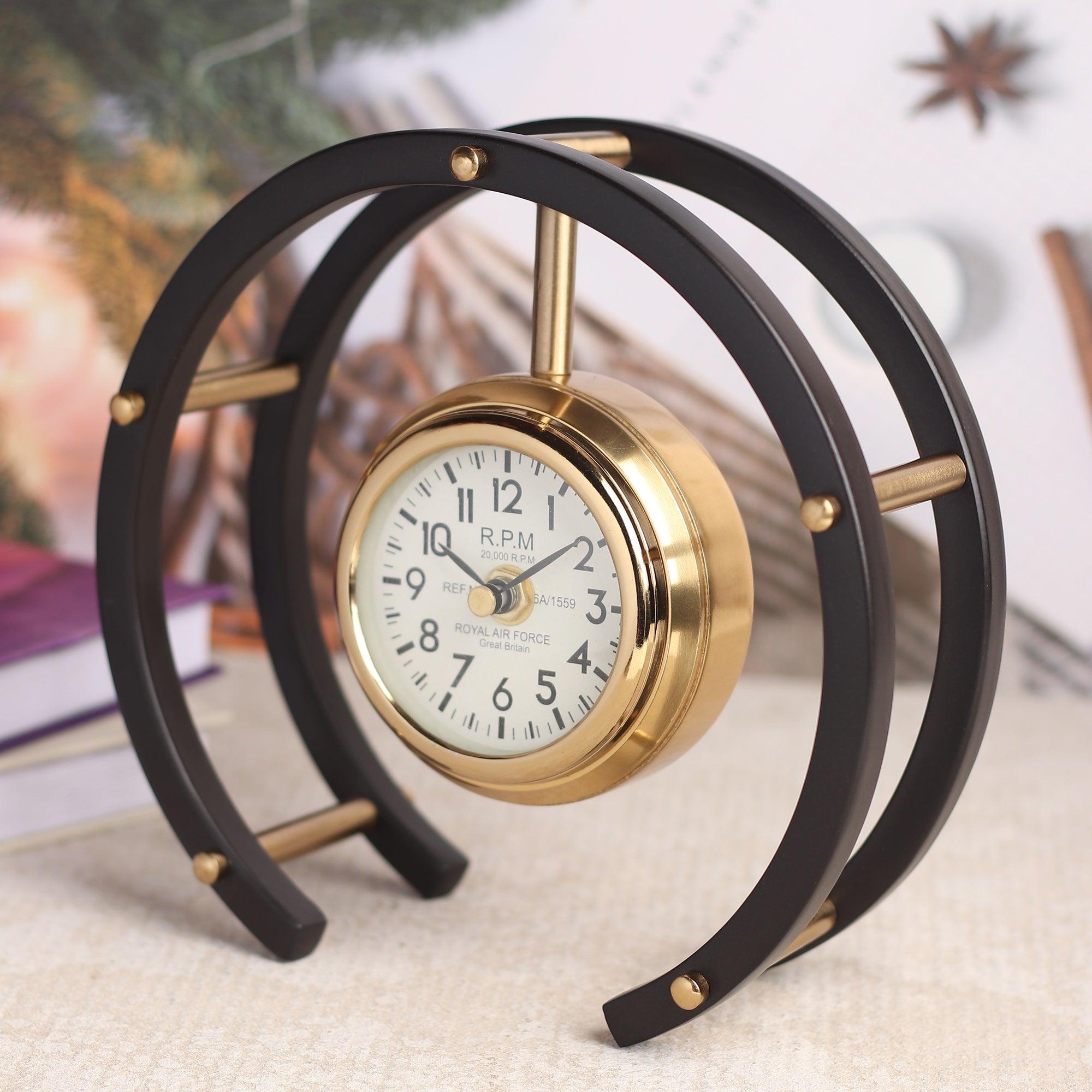 Luna Serenade Table Clock in Gold & Black - Ouch Cart