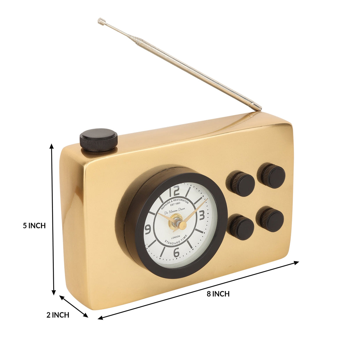 Broadcaster Table Clock In Gold Ouch Cart