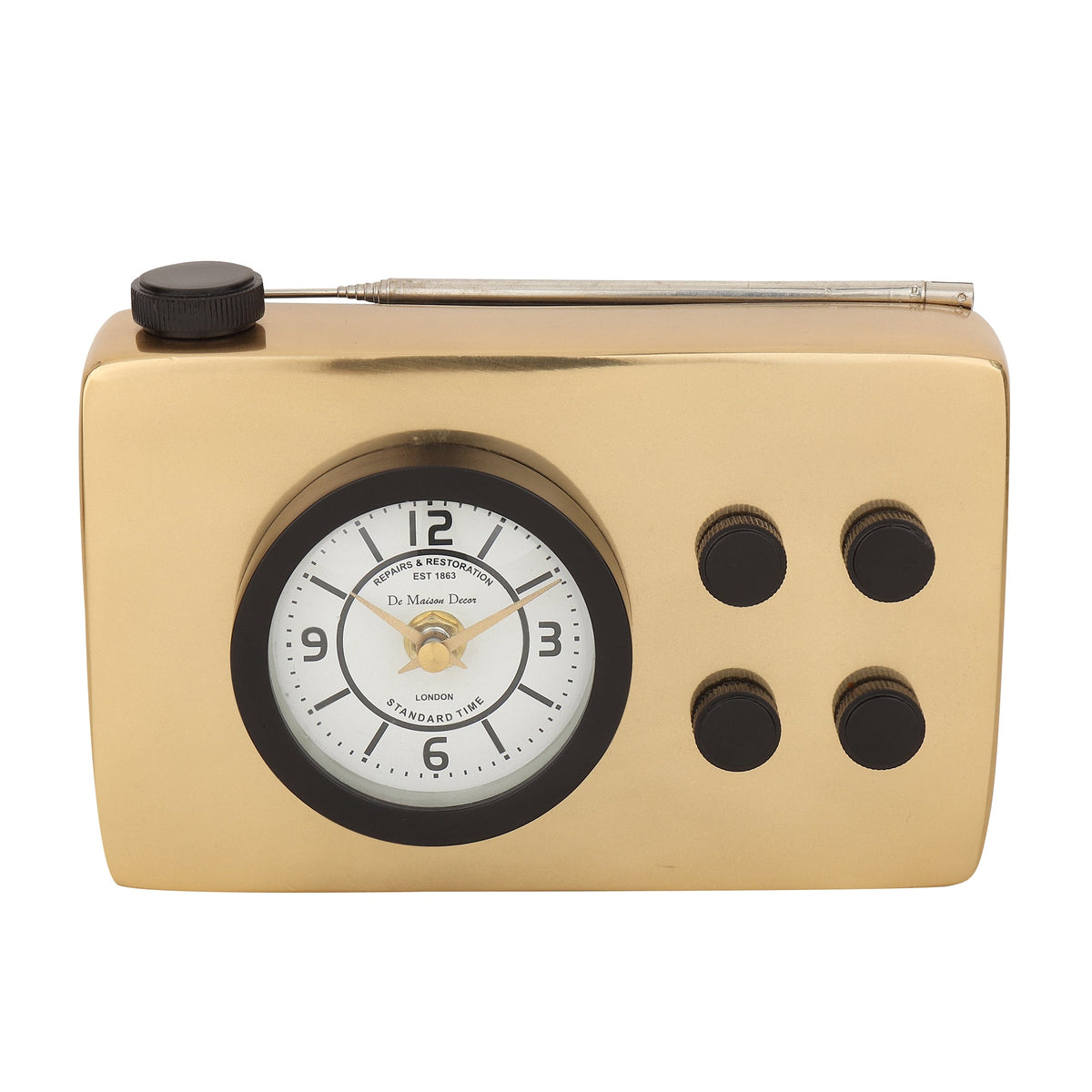 Broadcaster Table Clock In Gold Ouch Cart