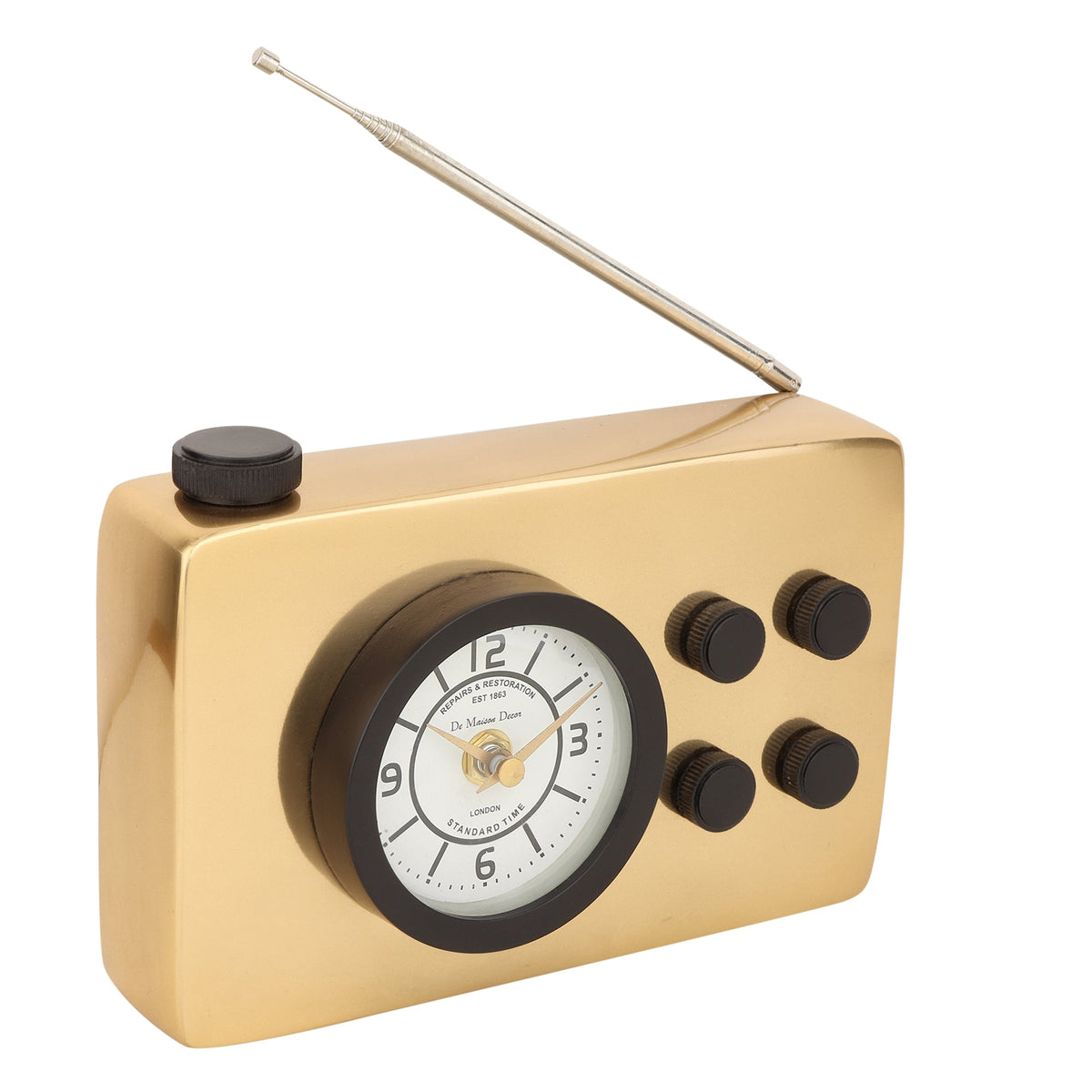 Broadcaster Table Clock In Gold Ouch Cart