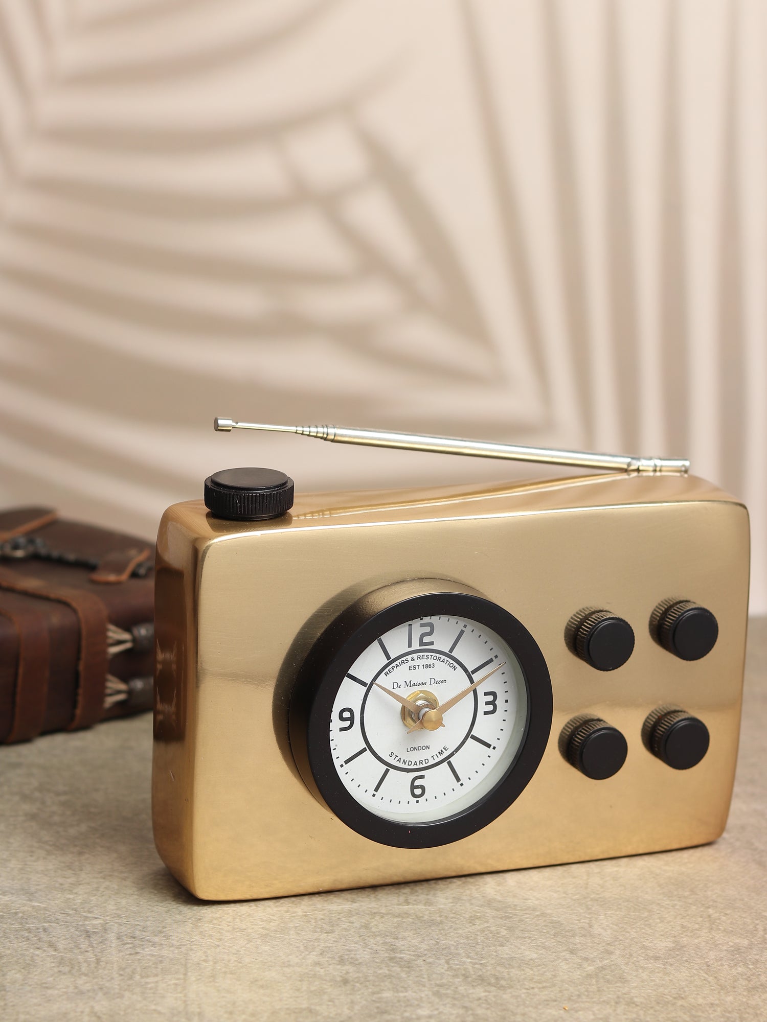 Broadcaster Table Clock In Gold Ouch Cart