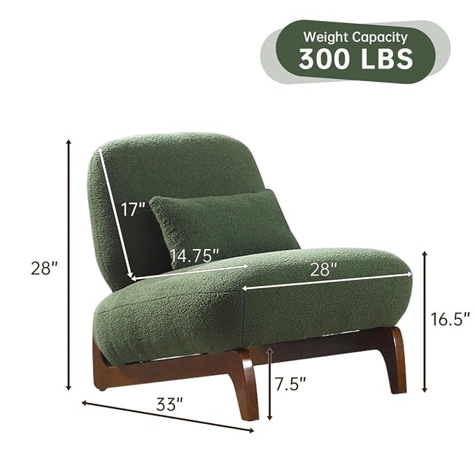 Ouch Cart Modern Green Upholstered Lounge Chair with Wooden Legs | Cozy Accent Chair