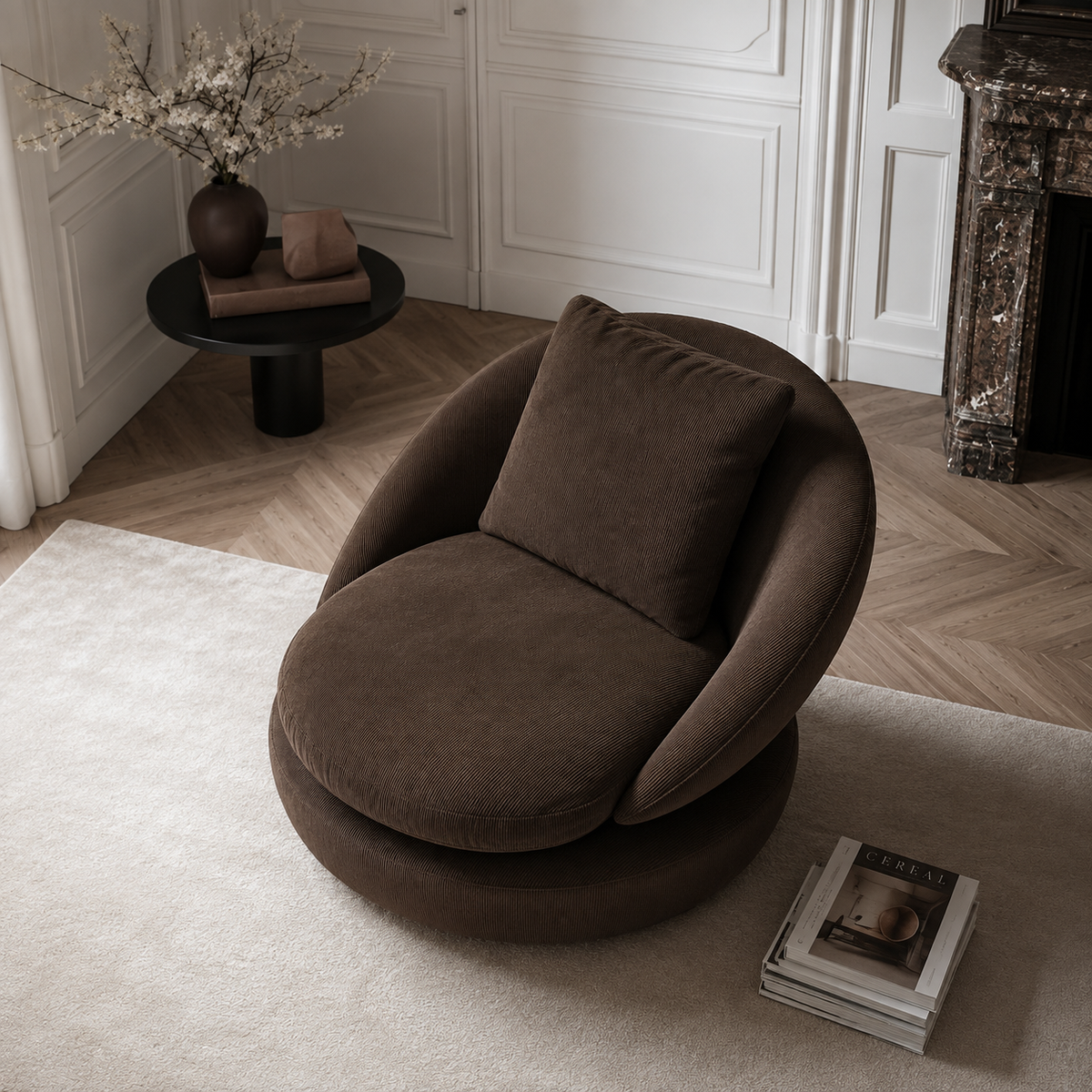 Ouch Cart Modern Brown Upholstered Accent Lounge Chair OUCH CART