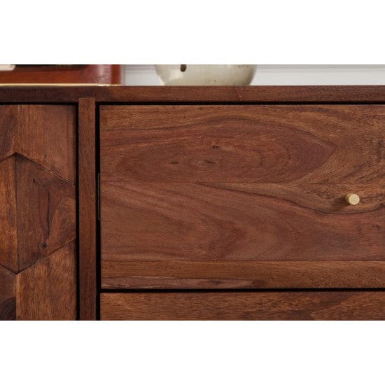 Sheesham Wood Geneva Sideboard with Three Drawer 145x40x75 CM (Honey Finish)