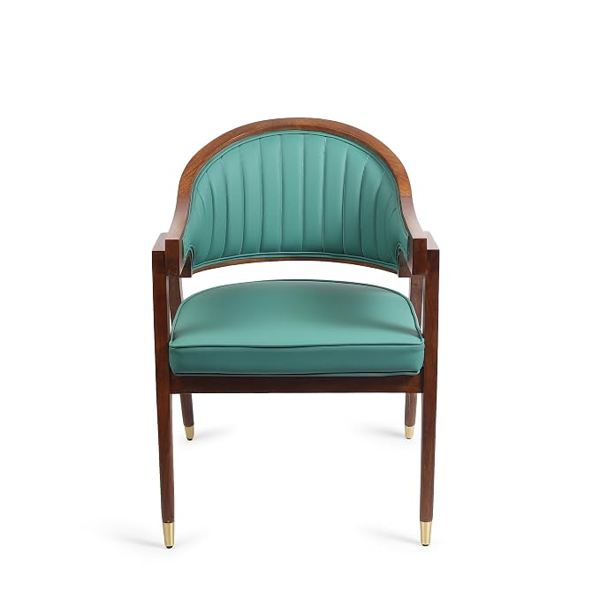 Brown & Emerald Green Acacia Wood Accent Chair OUCH CART