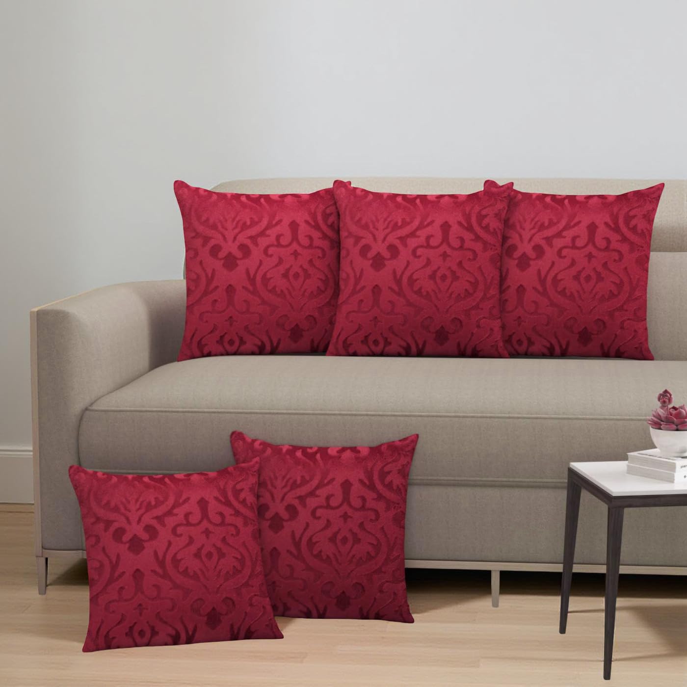 Stylish Geometric Velvet Cushion Covers 20 x 10 Inch, Set of 5
