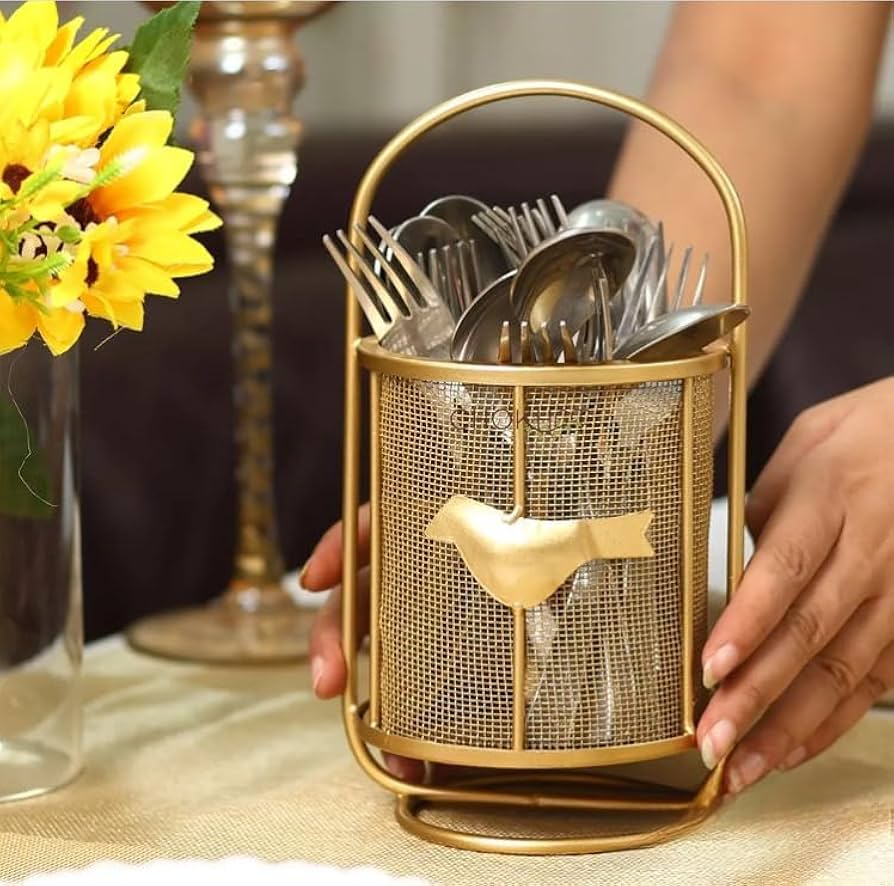 Luxury Metal Cautlary Basket (Gold) | Cautlary Basket Hotel Restaurant Kitchen. National Handicraft Town