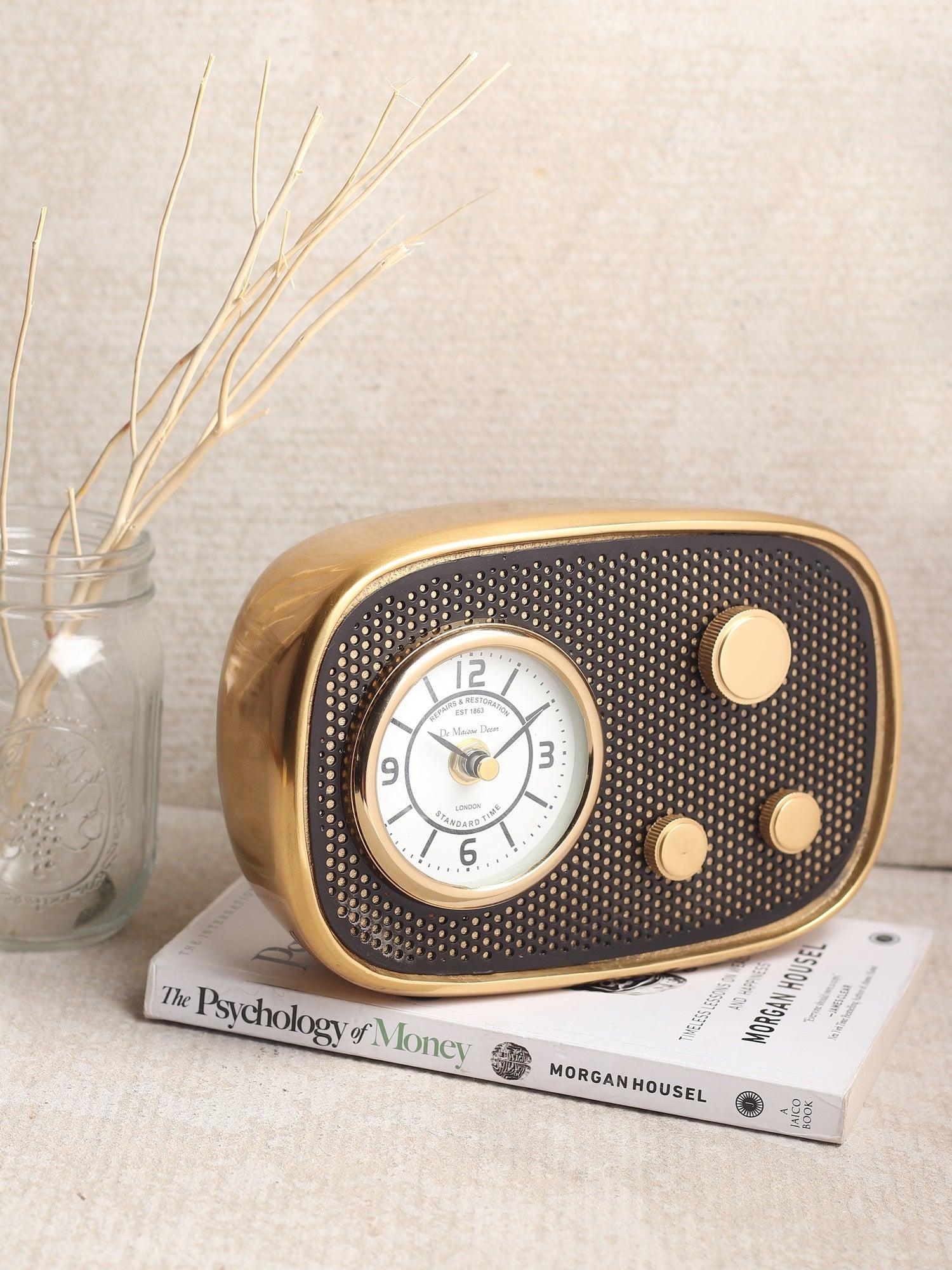 Radio Wave Table Clock In Gold Frame - Ouch Cart