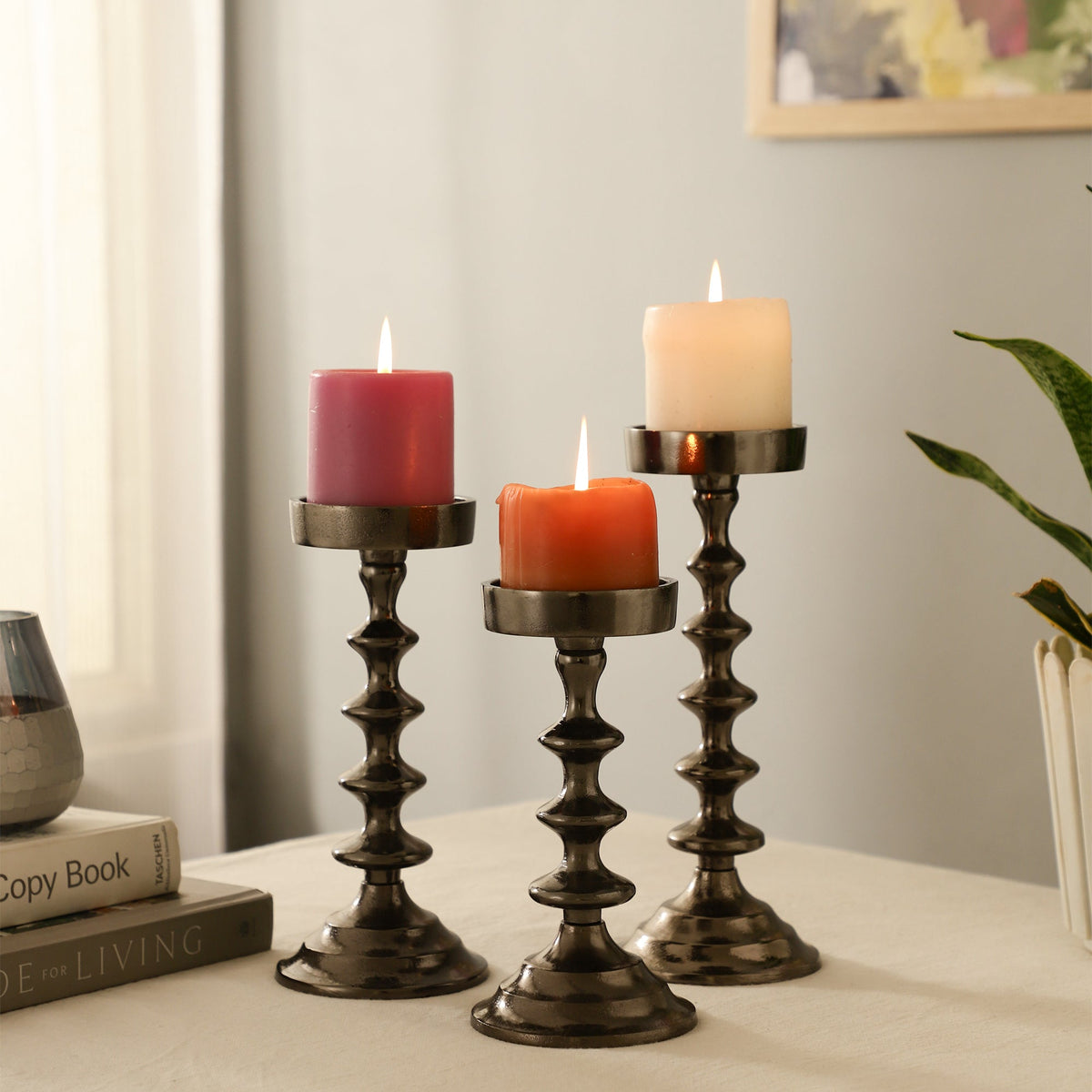 Ebon Whisper Candle holders set of 3 M.M.I. OVERSEAS