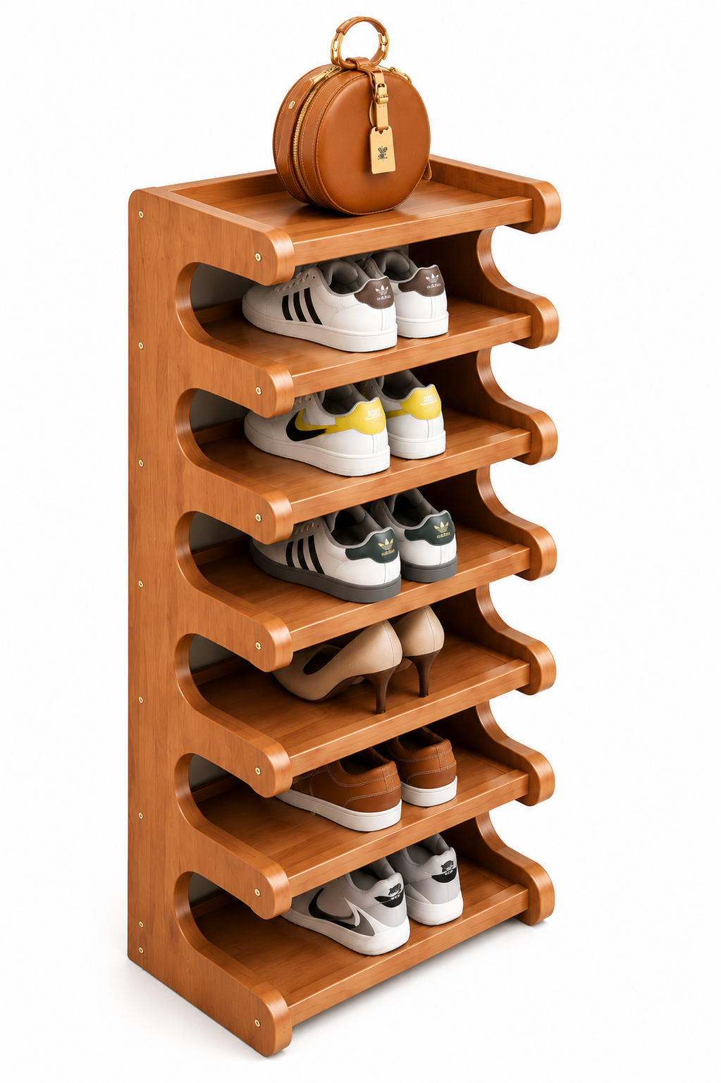 Wooden Vertical Shoe Rack | Multi-Tier Space Saving Shoe Storage Organizer | Slim Shoe Stand for Entryway, Bedroom, Hallway & Living Room OUCH CART