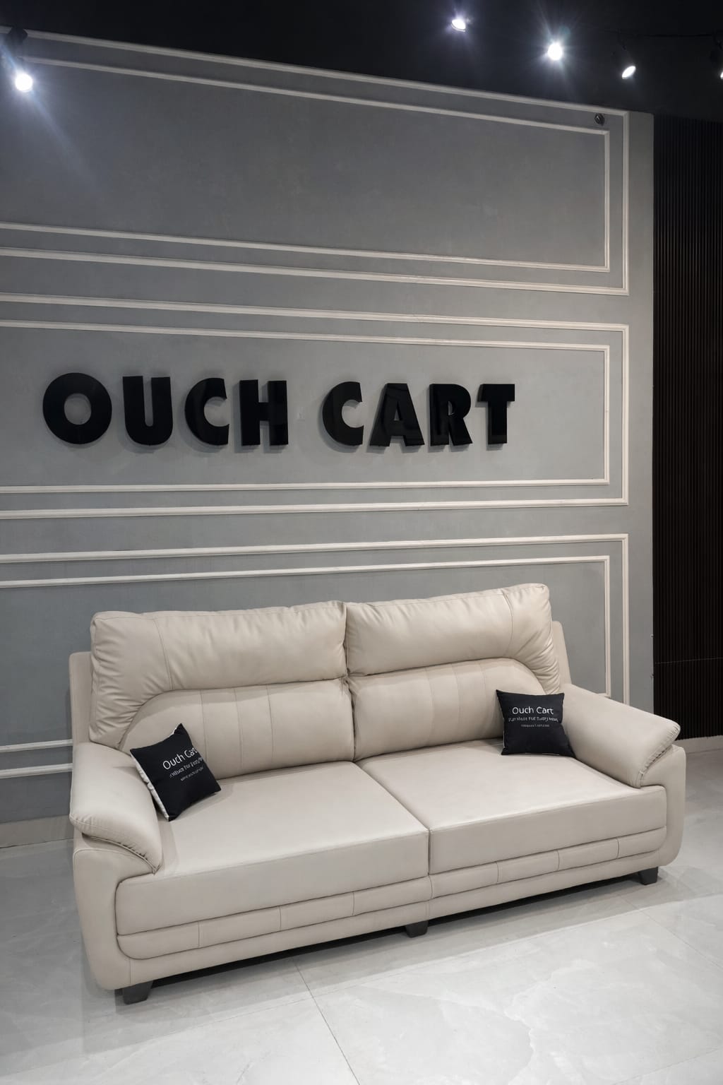 Leather 3 Seater Sofa in Cream Colour OUCH CART