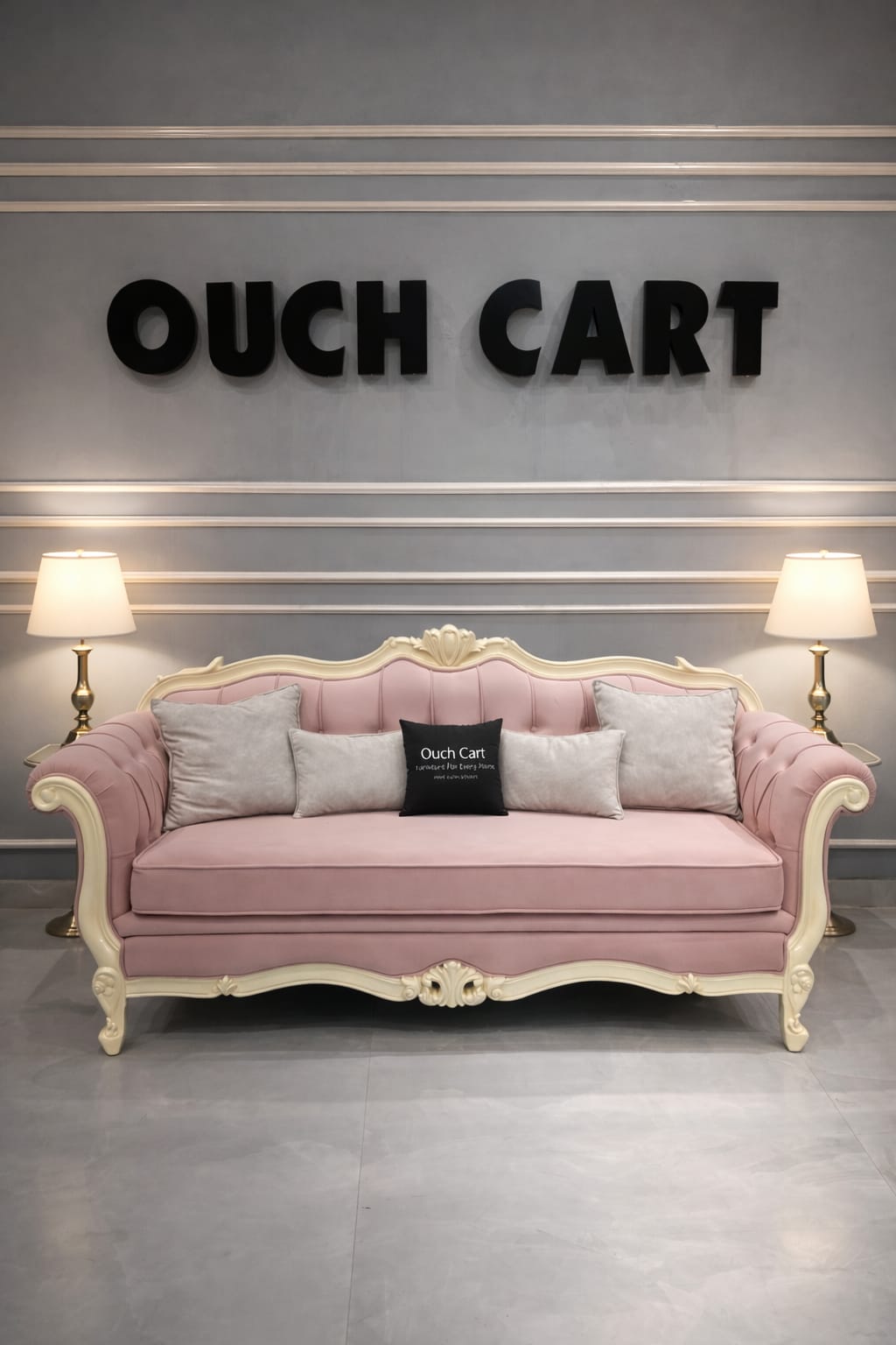 French-style carved pink sofa OUCH CART