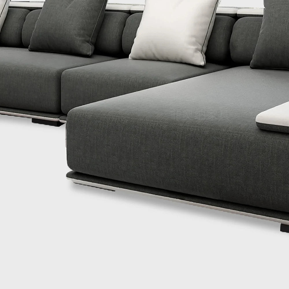 Modern L-Shaped Sectional Sofa | Luxury Upholstered Corner Couch with Cushions | Contemporary Living Room Sofa Ouch Cart