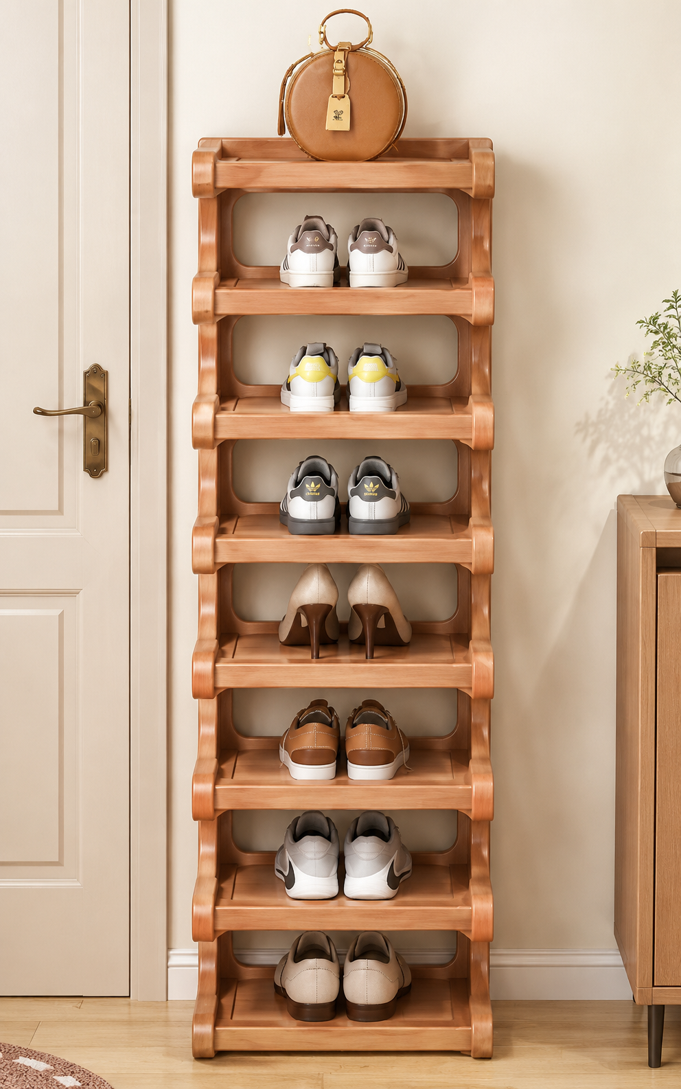 Wooden Vertical Shoe Rack | Multi-Tier Space Saving Shoe Storage Organizer | Slim Shoe Stand for Entryway, Bedroom, Hallway & Living Room OUCH CART