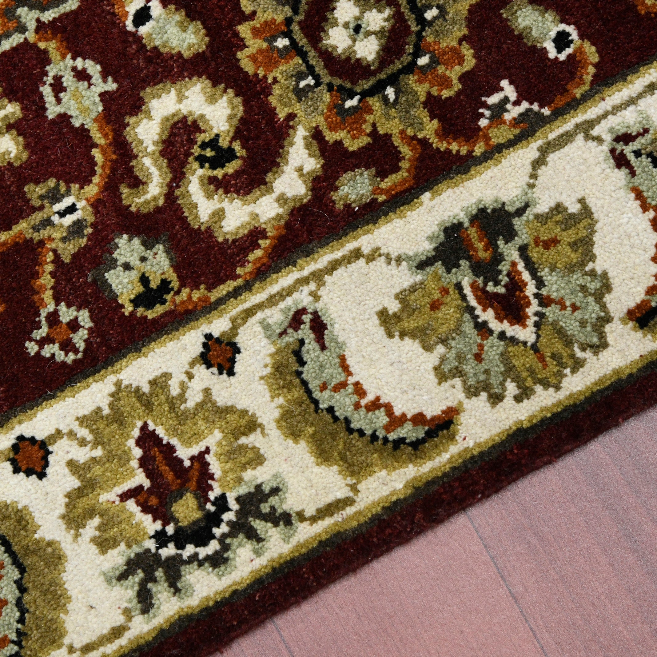 Luxor Classic Pattern Hand Knotted Rectangle Anti-Skid Designer Carpet, Prayer Rug For Office Cabins, Small Living Spaces - 2'X3' Saraswati Global
