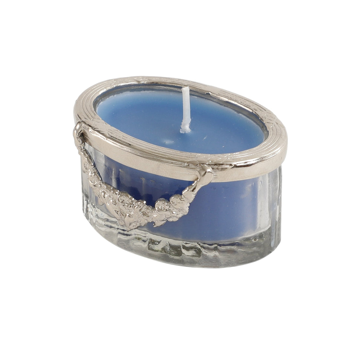 Ocean Breeze Blue Scented Candle Jar With Silver Ring M.M.I. OVERSEAS