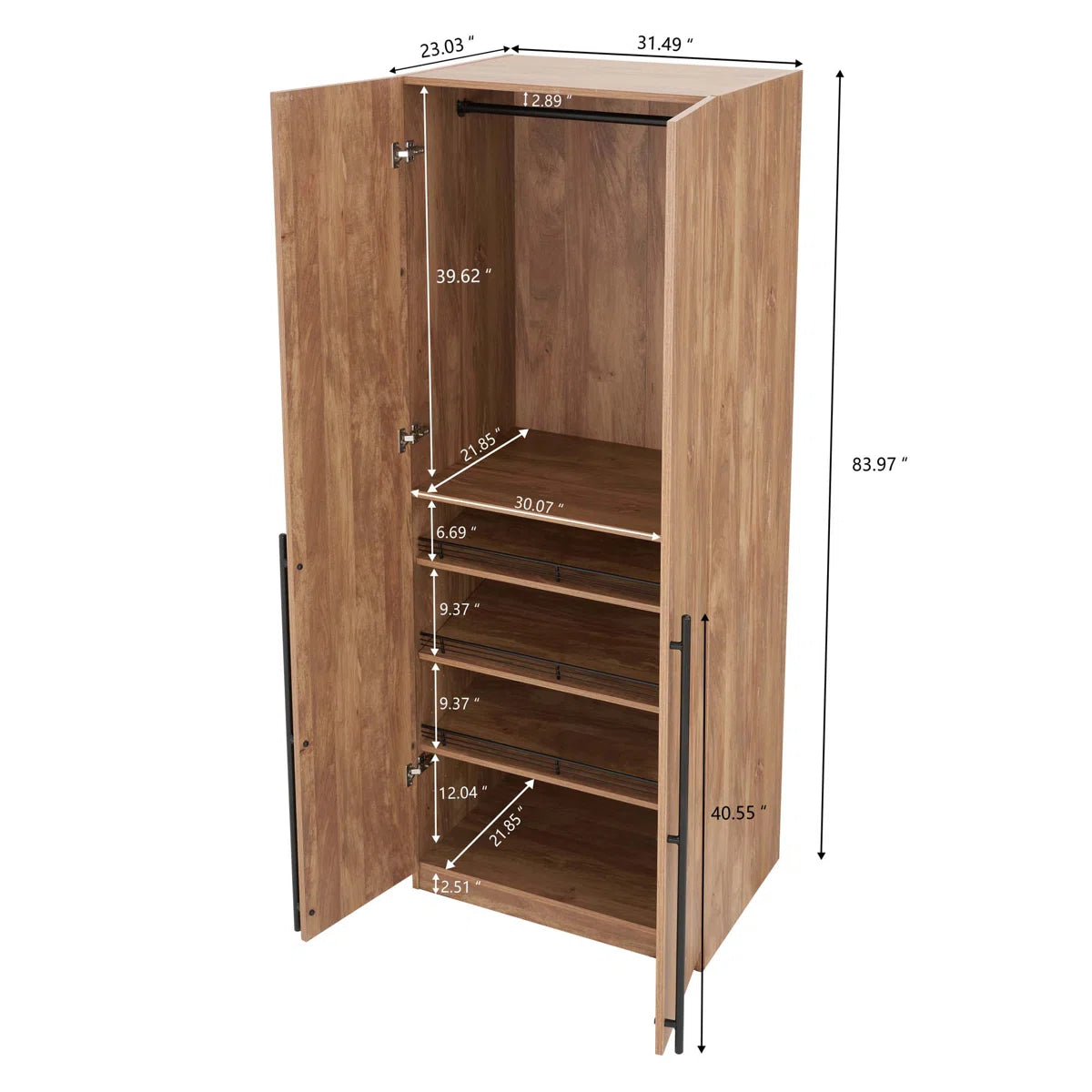 Lee 3.0 Freestanding Wardrobe Closet 1 Hanging Rod 3 Shoe Shelves 1 Basic Shelf OUCH CART