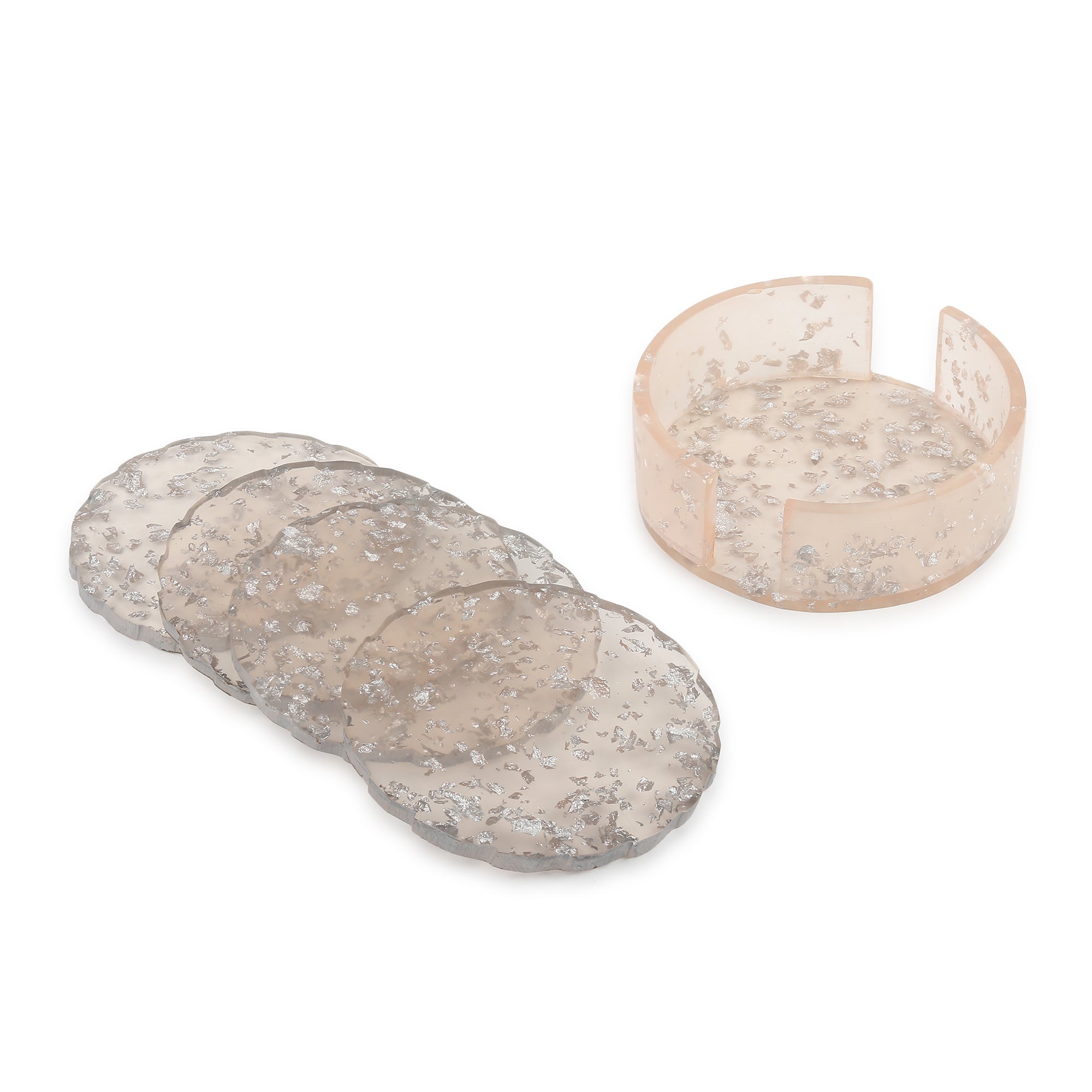 Silver Petal Coaster Set M.M.I. OVERSEAS