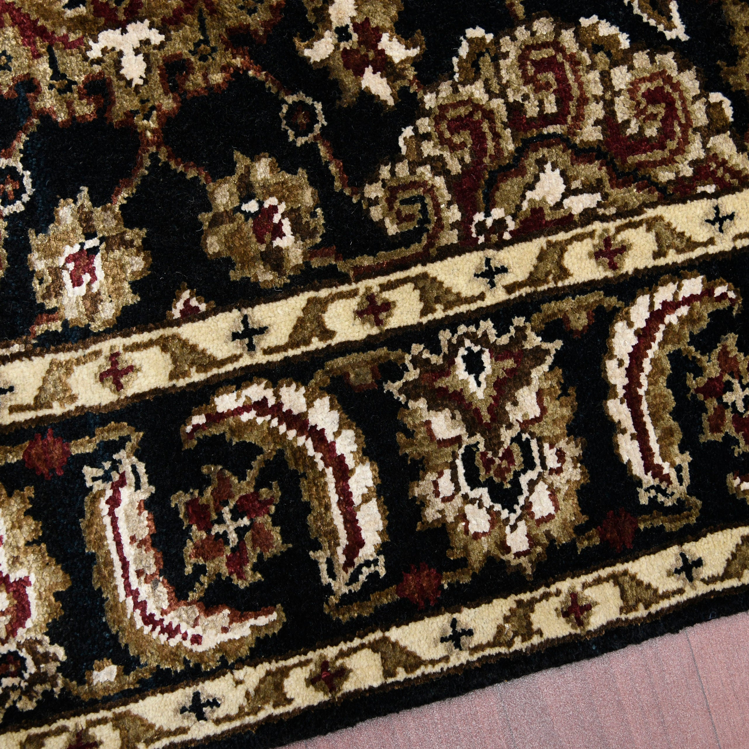 Luxor Classic Pattern Hand Knotted Rectangle Anti-Skid Designer Carpet, Prayer Rug For Office Cabins, Small Living Spaces - 2'X3'