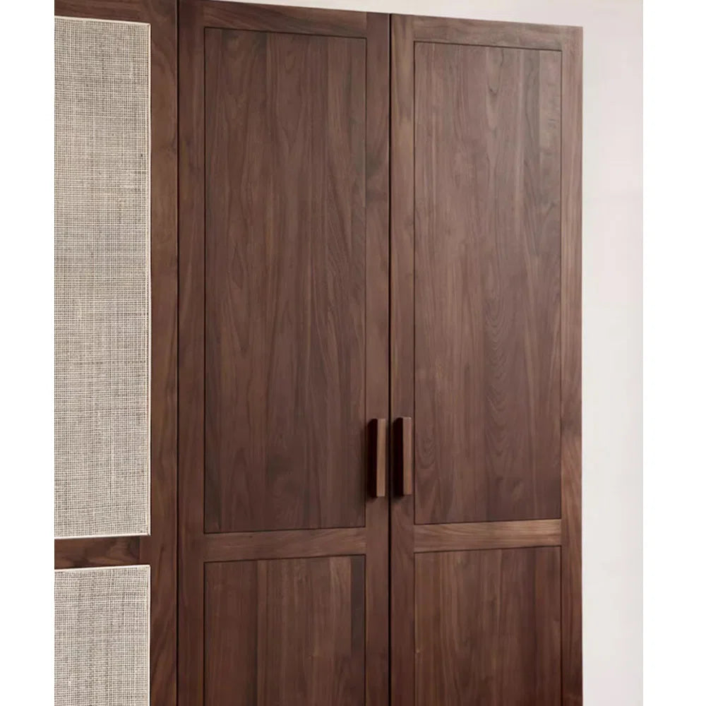 Minimalist Chinese-Style Bedroom Wardrobe – Retro Wooden Storage Cabinet