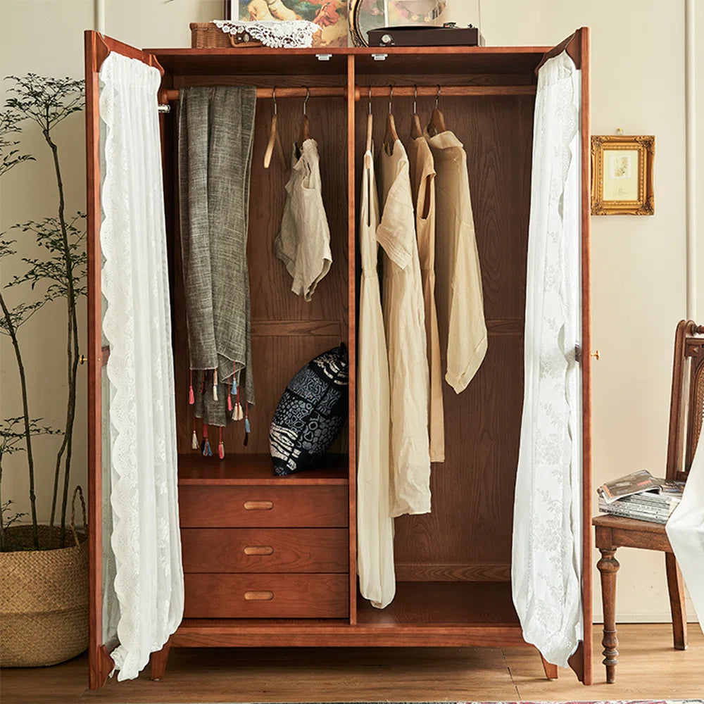 Retro French Style Wardrobe – Minimalist Elegant Bedroom Armoire