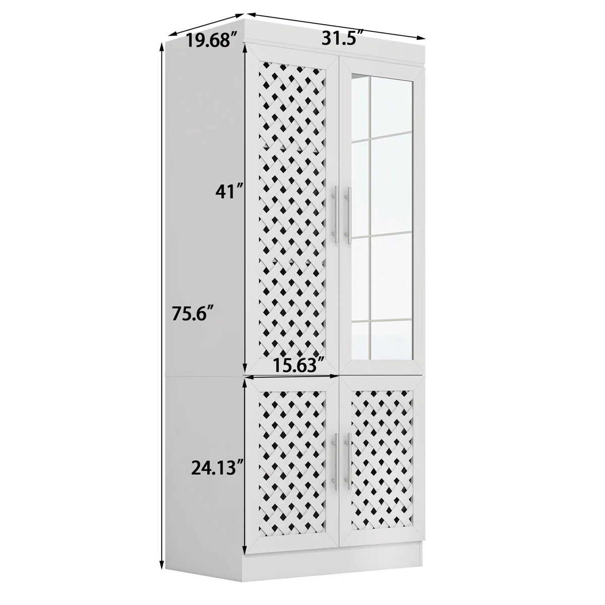 Spacious 75.6'' H Armoire – 3 Woven Doors Wardrobe with Mirror & Sensor Light