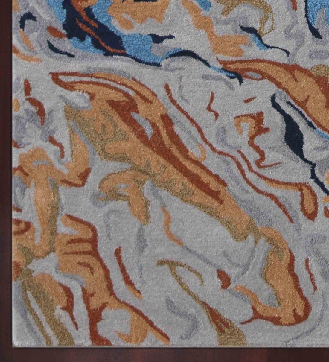 Orange Wool & Viscose Dream Scape 5x8 Feet Hand-Tufted Carpet - Rug - Ouch Cart