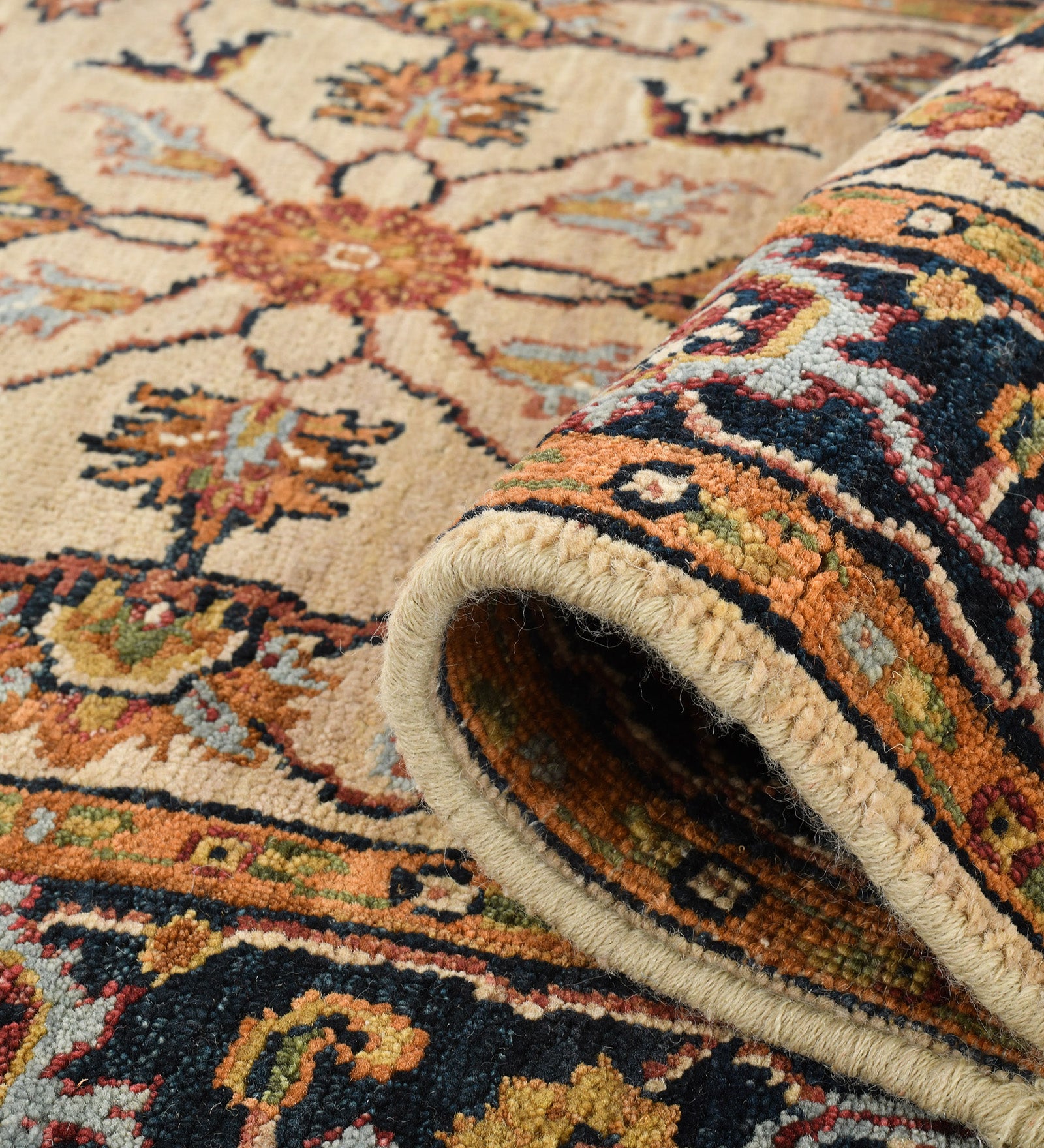 Heritage Classic Pattern Hand Knotted Rectangle Anti-Skid Designer Carpet, Prayer Rug For Office Cabins, Small Living Spaces - 2.6"X12'