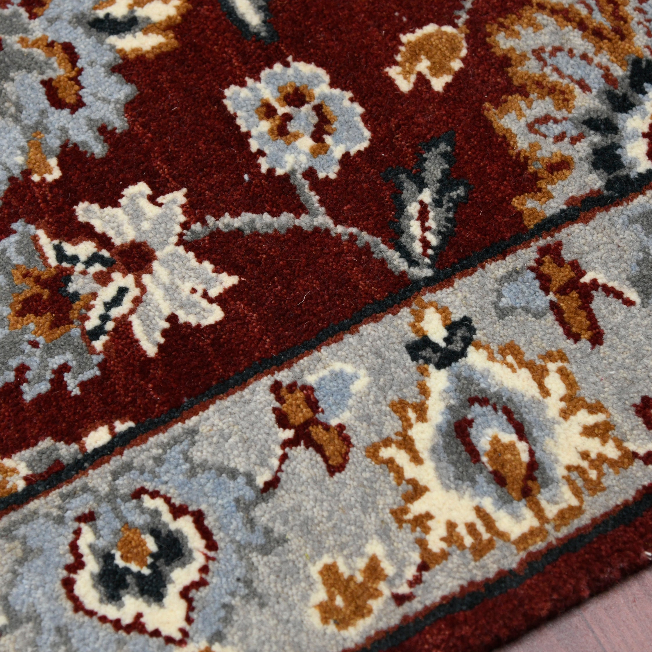 Luxor Classic Pattern Hand Knotted Rectangle Anti-Skid Designer Carpet, Prayer Rug For Office Cabins, Small Living Spaces - 2'X3'