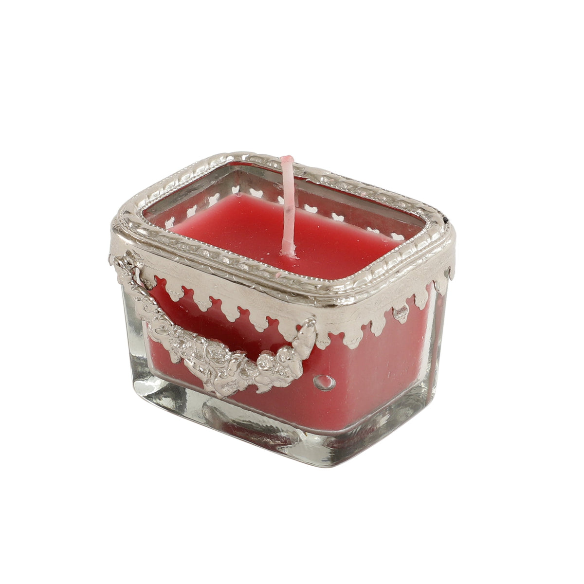 cherry blossom red scented candle glass jar with Silver ring M.M.I. OVERSEAS