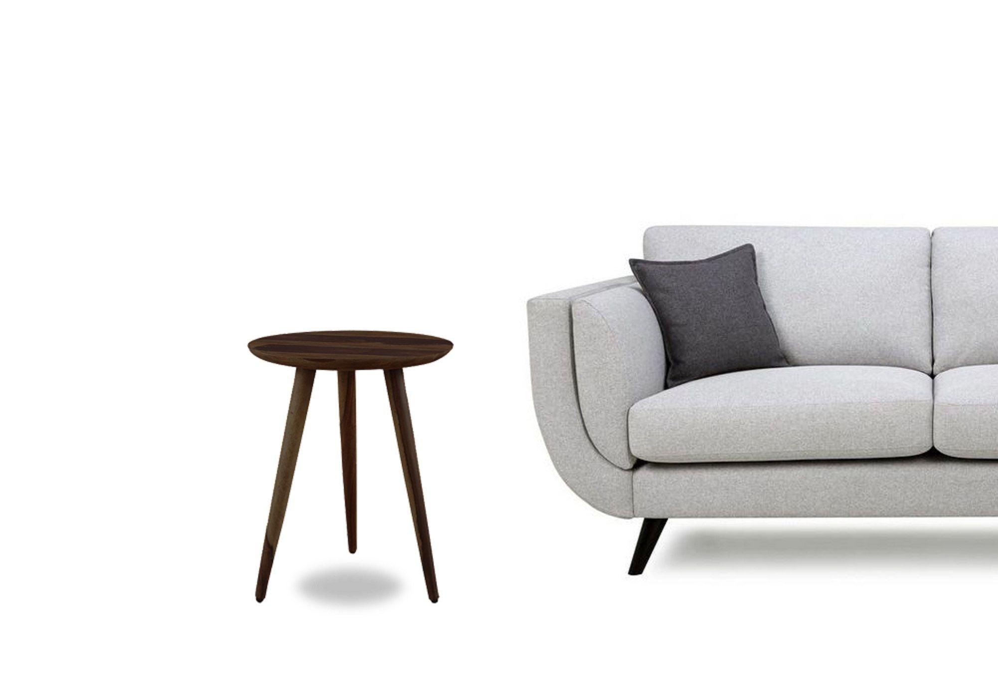 Sheesham Wood Tripod Stool In Walnut Finish - Ouch Cart