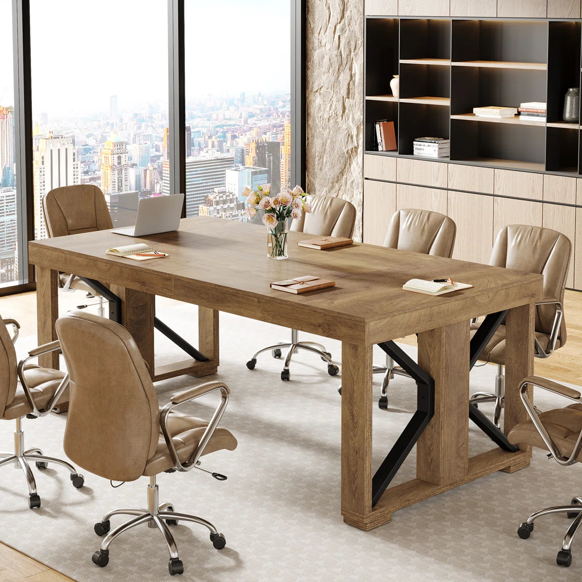 70.86" Rectangular Conference Table For 6-8, Large Business Seminar Table For Meeting room OUCH CART