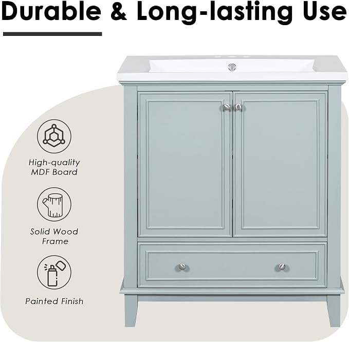 Ouch Cart Modern Blue Bathroom Vanity Cabinet