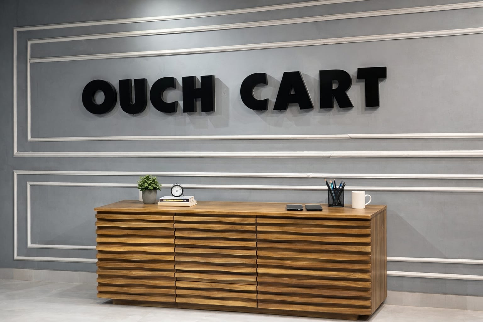 Modern Wooden Executive Office Table with Textured Front | Premium Office Desk